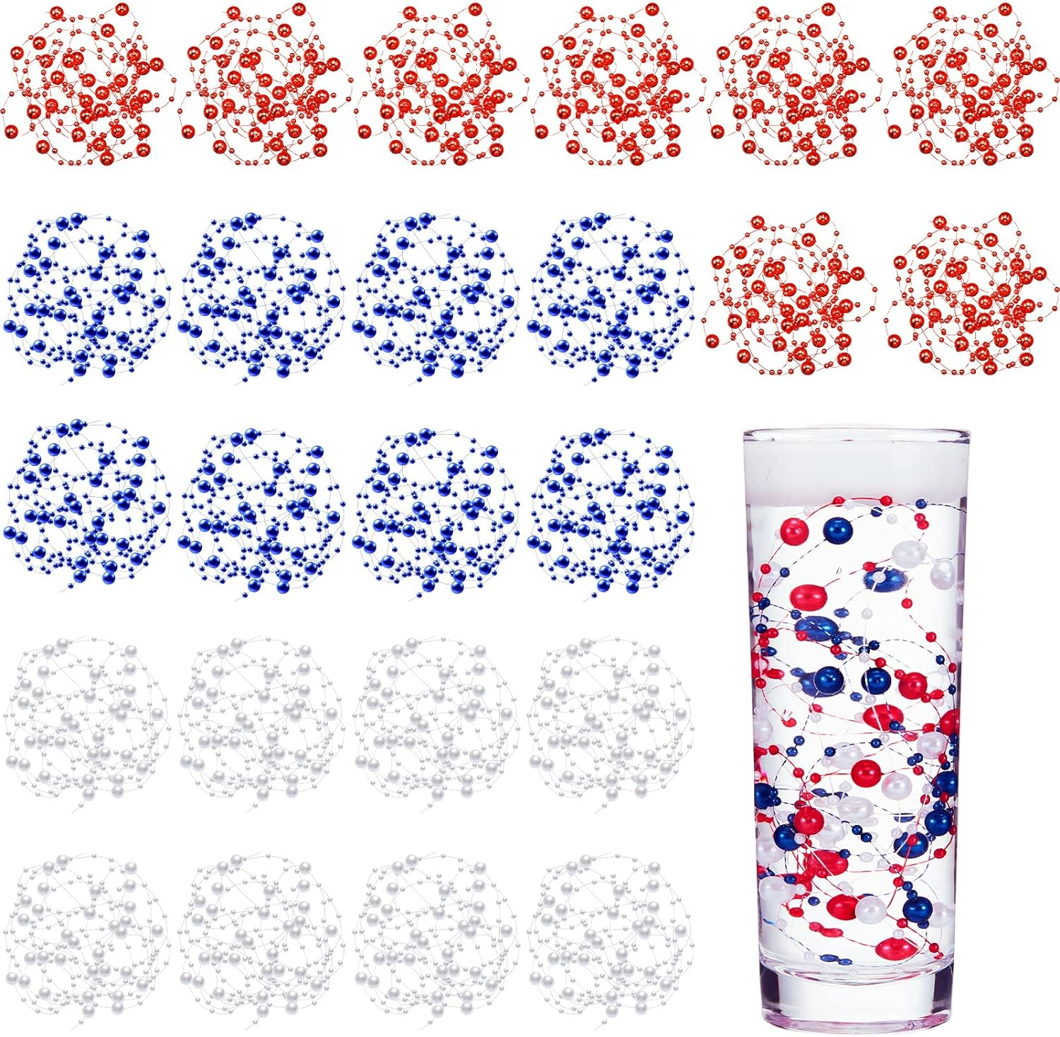 Tondiamo 24 Pcs Artificial Pearl String for Floating Candle Faux Pearls Beads String Party Garland Decoration for Vases Filler Wedding Centerpiece Christmas Party Decor(Rose Gold)