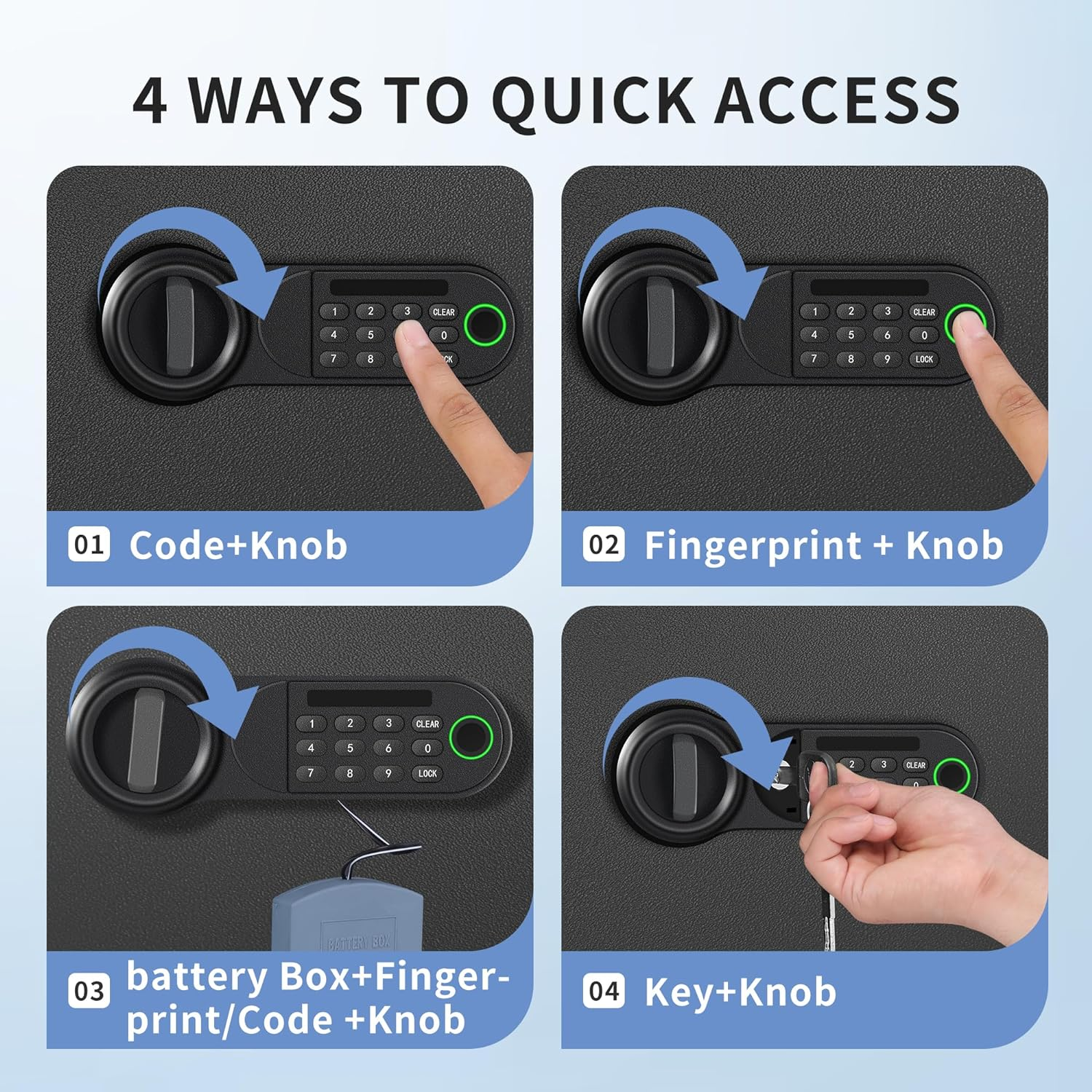 HSGCJS Large Fingerprint Safe &ndash; 3.02 Cubic Feet,Biometric Fingerprint Home Safe Box with Digital Keypad,Security Safe with Induction Light and Leather, Money Box for Jewelry Cash Document Valuables image number 2