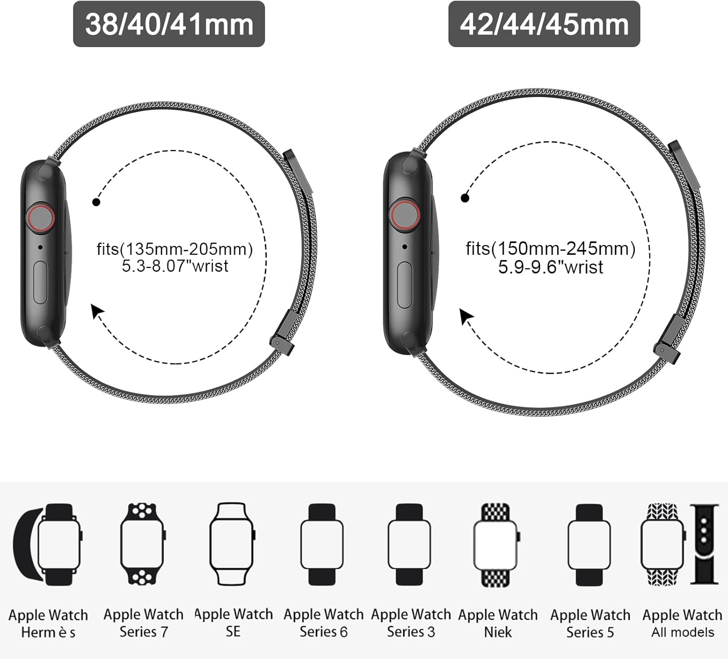 Leonids Metal Bands for Apple Watch Bands 38Mm 40Mm 41Mm 42Mm 44Mm 45Mm 46Mm 49Mm for Women Men, Stainless Steel Mesh Loop Magnetic Clasp Replacement Straps for Iwatch Series 10/9/8/7/6/5/4/3/Se/Ultra image number 3