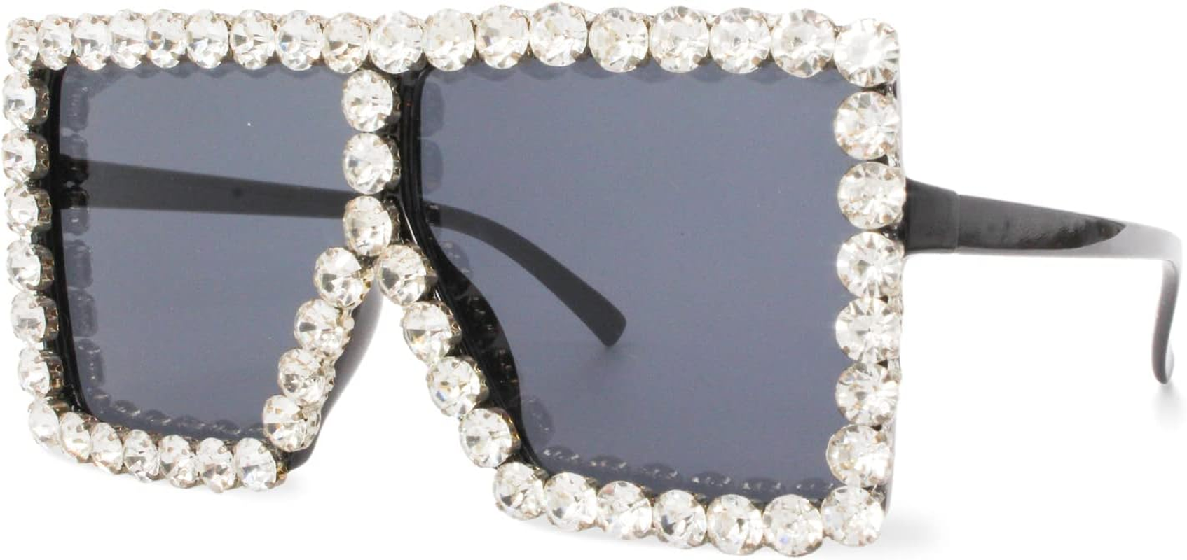 Ailov Oversized Trendy Crystal Sunglasses for Men Women Elton Party Favors Rhinestone Rectangle Glasses