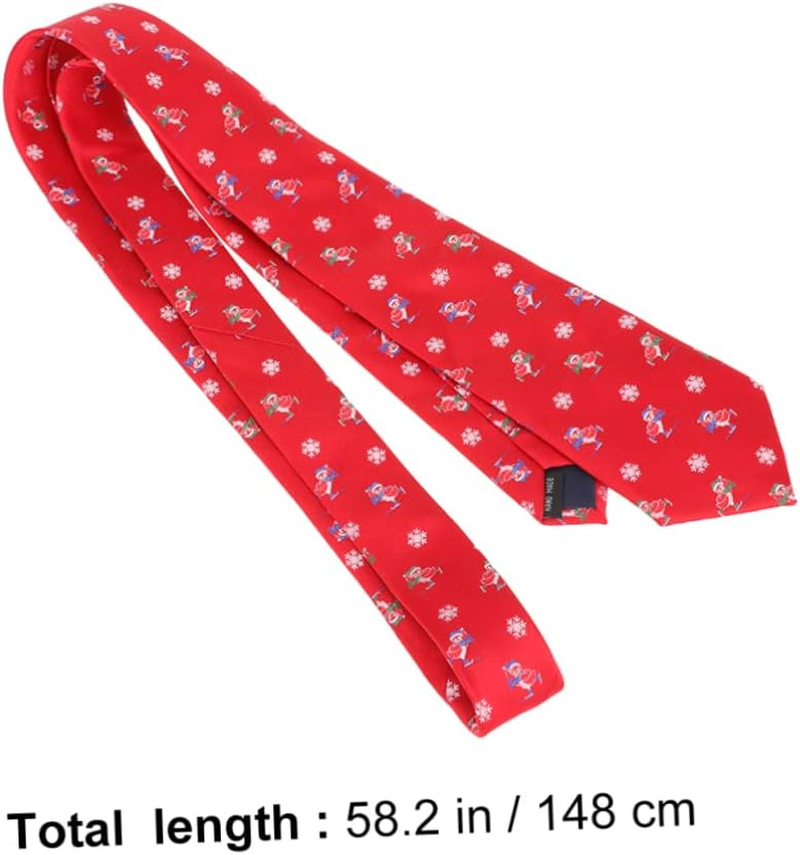 LIFKOME Christmas Tie Necktie Polyester Silk Classic Ties for Men Christmas Accessories image number 5