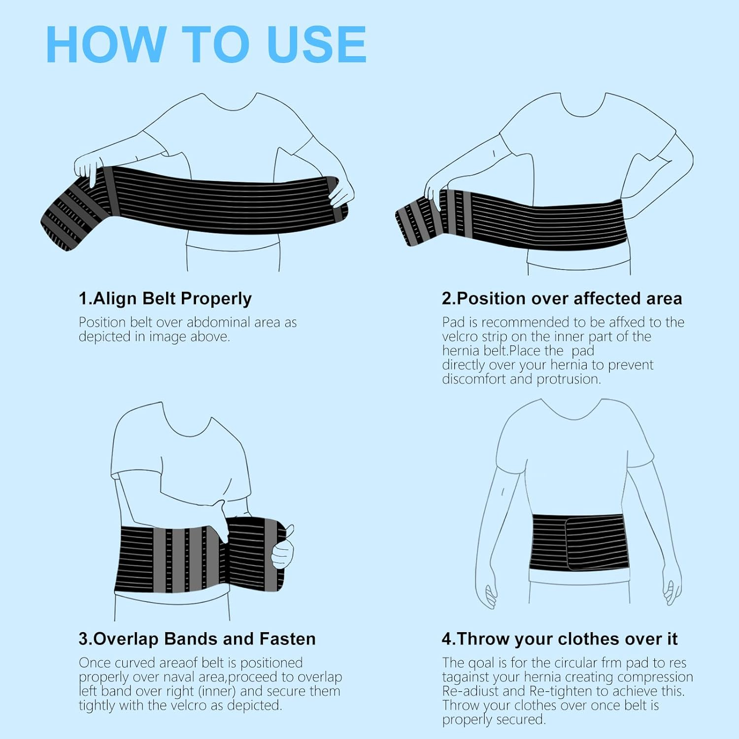 LAFUYSO Umbilical Hernia Belt for Women and Men - Abdominal Support Binder with Compression Pad - Navel Ventral Epigastric Incisional and Belly Button Hernias Surgery Prevention Aid (L-XXL) image number 6