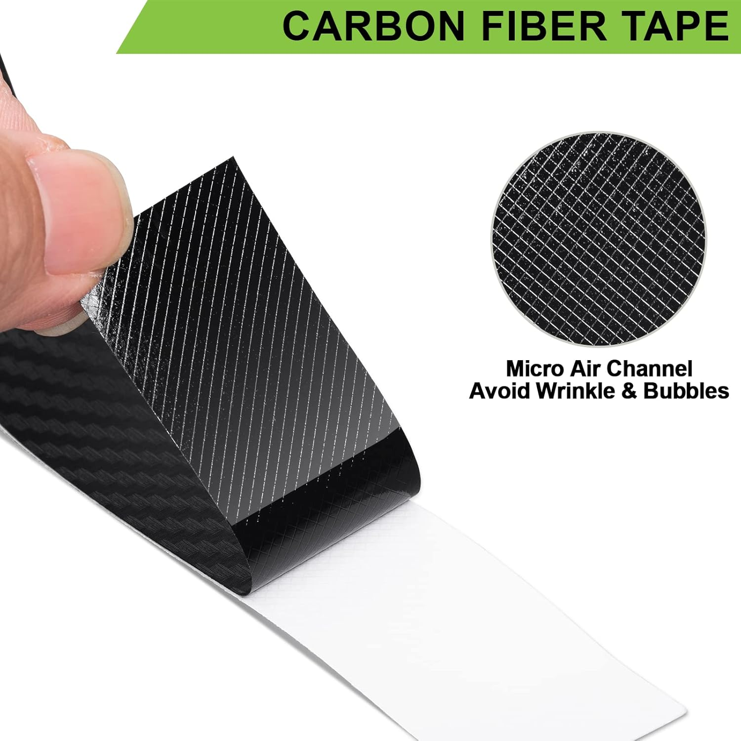 Spurtar Carbon Fiber Wrap, 1 Inch X 20 Ft Air Release Black Vinyl Wrap for Cars Chrome Delete 3D Carbon Fiber Tape Blackout Exterior Decor Tape for Vehicles DIY Free Tool 2.5 X 600Cm image number 3