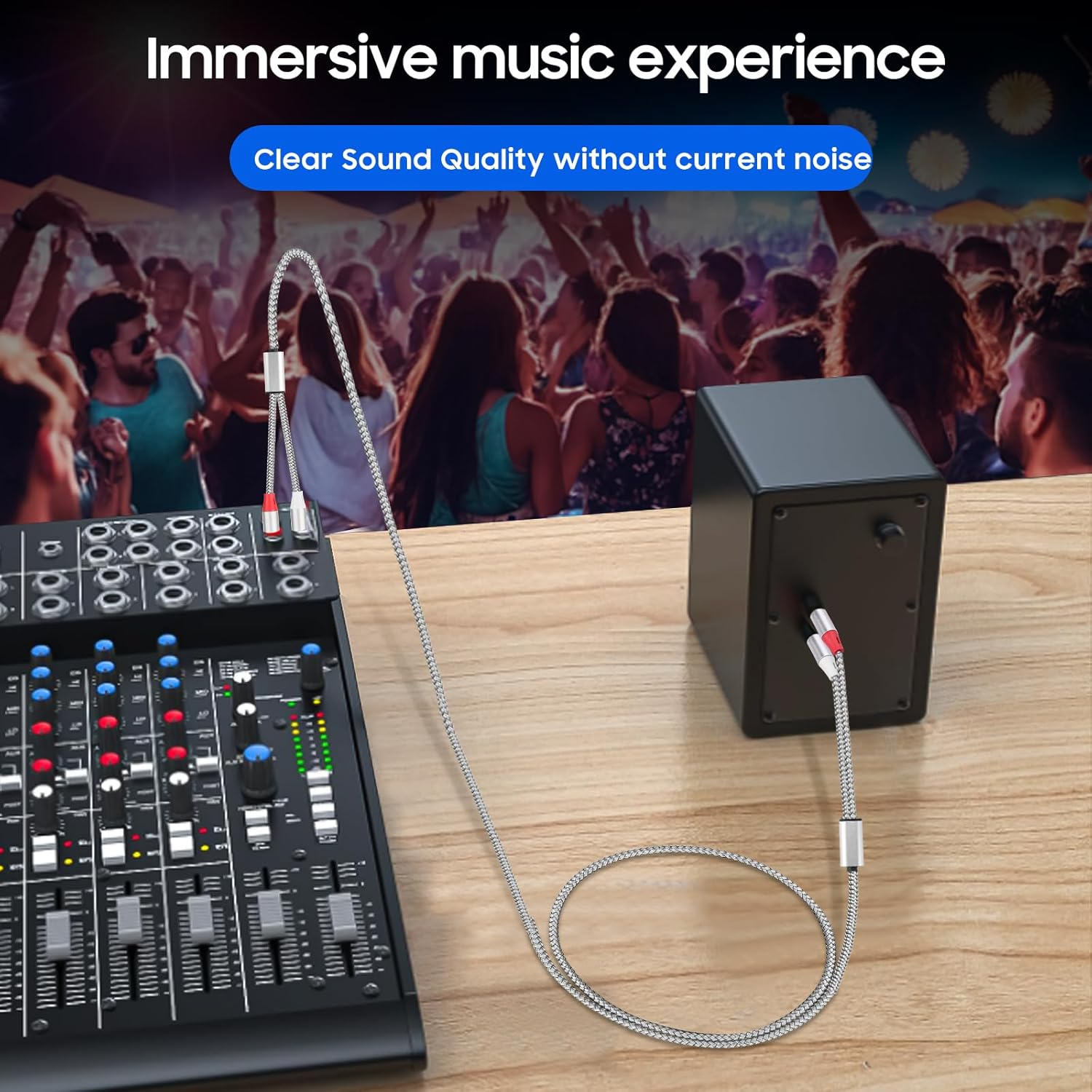 SJINYITONG 2RCA to 2RCA Cable 17.4Ft/5.3M,（Silver/2 Cable） Gold-Plated 2 RCA Male to 2 RCA Male Stereo Audio Cable for Home Theater, HDTV, Amplifiers, Hi-Fi Systems,Speakers and Etc image number 6