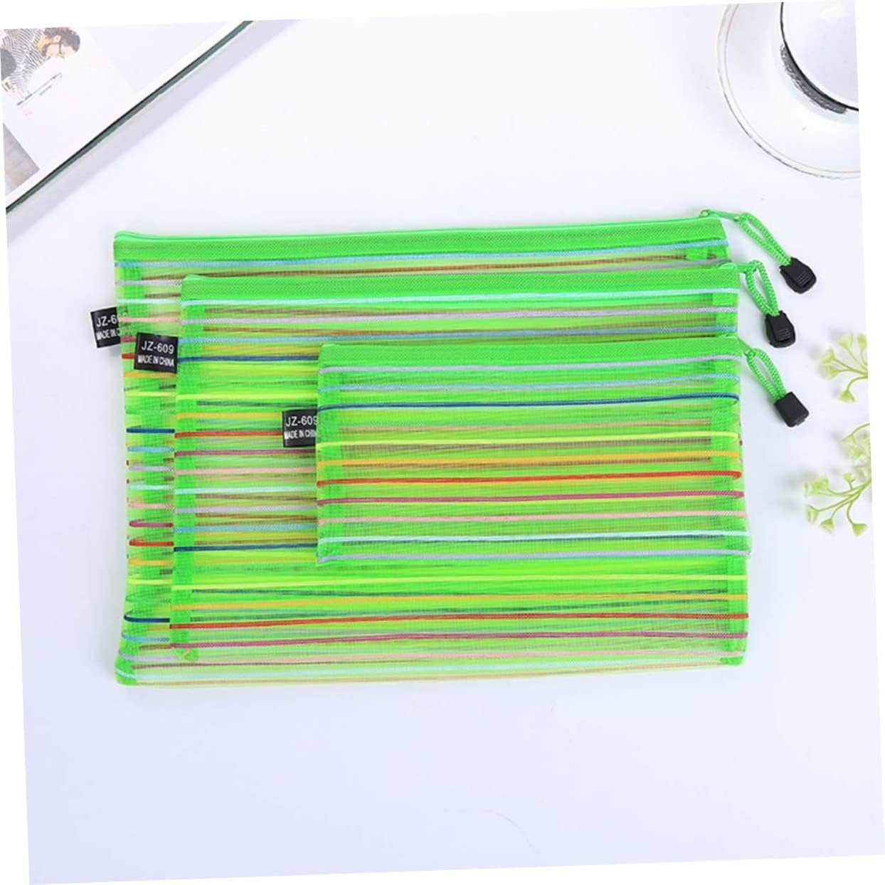 HAPINARY 10Pcs Nylon Zippered File Bags Documents Organizers File Pockets Stationery Organizer Folder for Office School Use Assorted image number 4