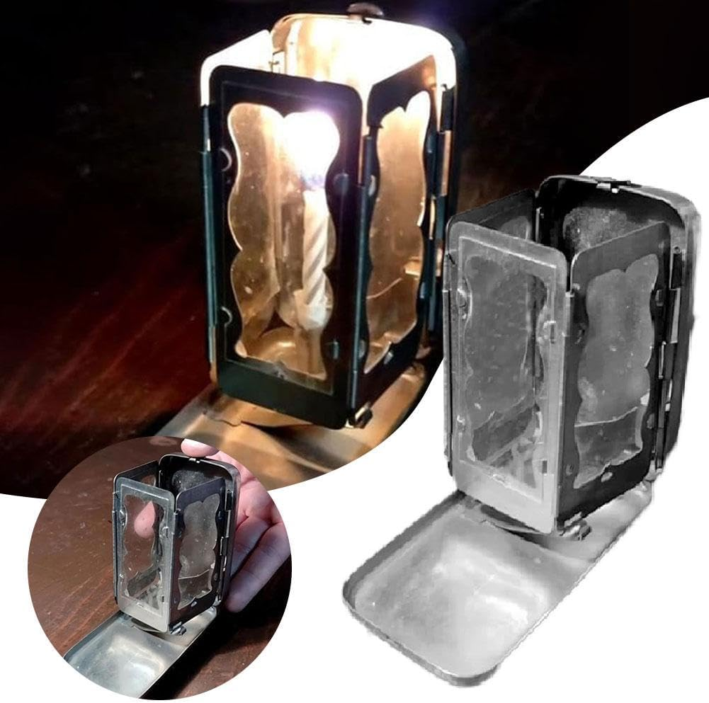 Folding Pocket Candle Lantern,Portable Stainless Steel Mini Lantern,Punk Vintage Folding Candle Lantern,2025 New Small Pocket Candle Lantern for Camping, Hiking Travel, Unique Gift Idea image number 6