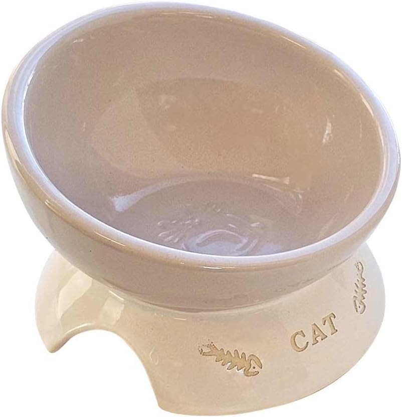 Nobby Cat Ceramic Bowl Raised Cat Cream Diameter 13.5 X 9 Cm, 250 Ml