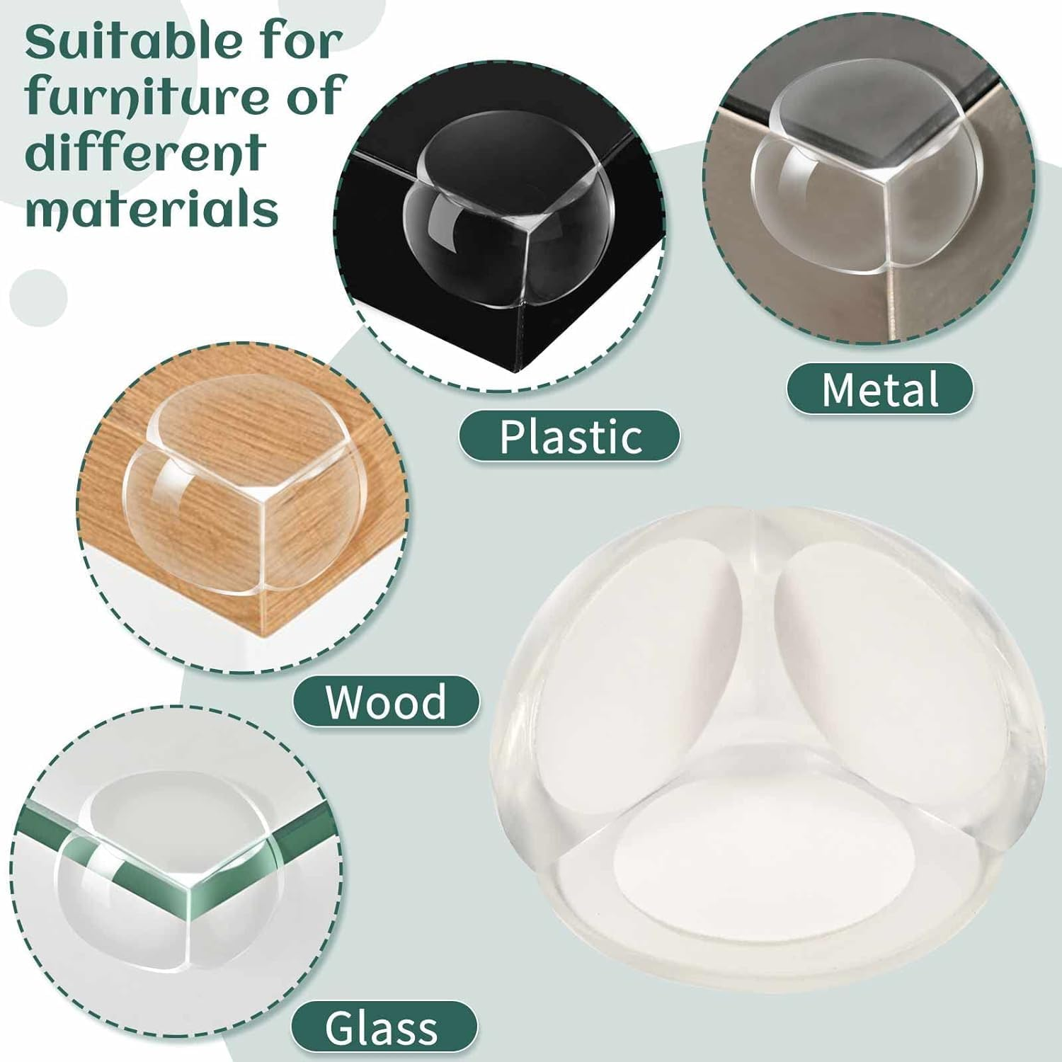 Corner Protector, Baby Proof Furniture Corner Guards, Safety Bumpers & Cushion to Cover Sharp Furniture & Table Edges,Clear and Transparent,Pre-Taped (12 Count Round-Shape(Park of 1)) image number 3