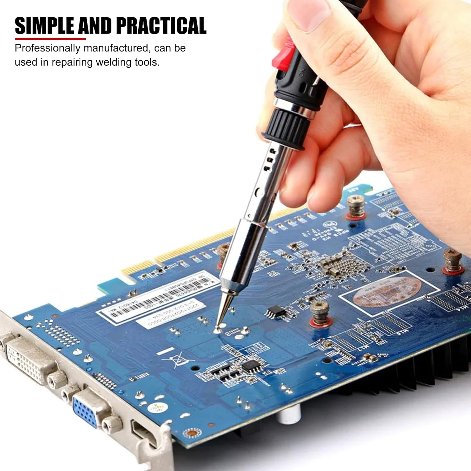 EVTSCAN 5 Inch Portable Butane Gas Soldering Iron, with 4 Tips Kit, 12 Ml Refillable Tank Capacity, Quick Heat-Up Time, up to 1300&deg;C Flame Temperature, for Electronics Circuit Boards image number 3