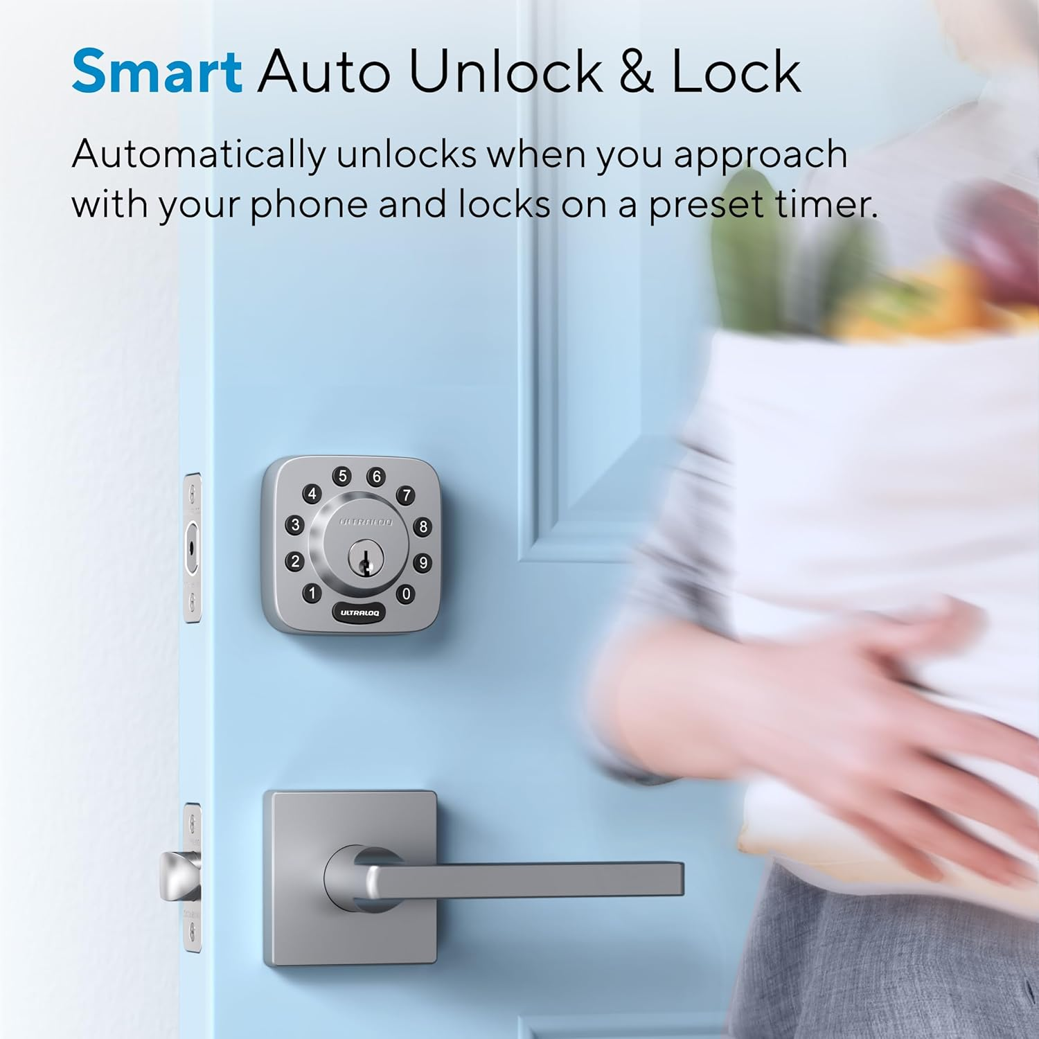 ULTRALOQ Smart Lock U-Bolt (Satin Nickel), 5-In-1 Keyless Entry Door Lock with Bluetooth and Keypad, Smart Door Lock Front Door, Non-Fingerprint Deadbolt Lock Edition image number 4