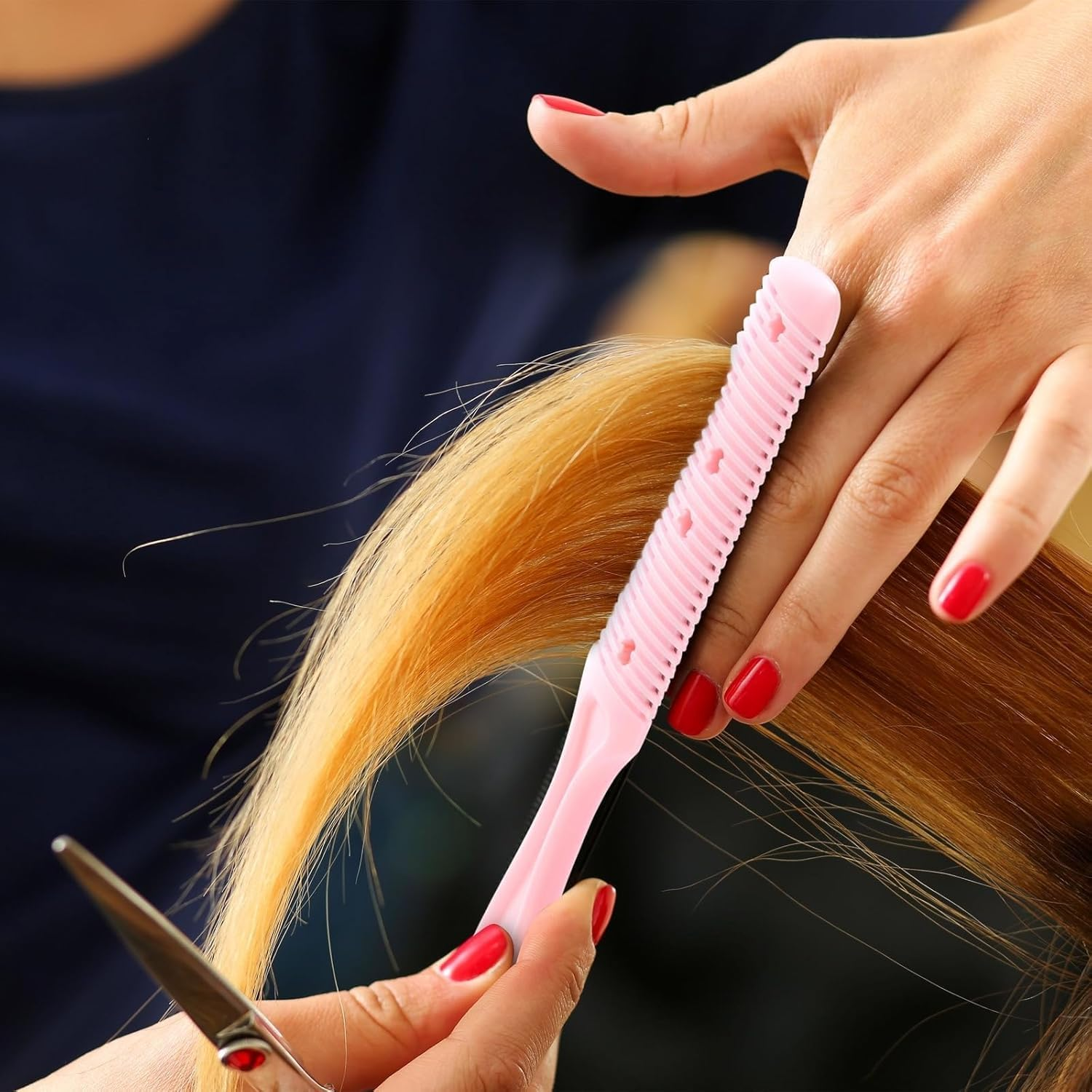 Loogujuzao 3Pcs Hair Cutting Comb Set with 10 Razors,Professional Double Edge Razor & Thinning Comb for Slim Haircuts, DIY Barber Tools, Precision Styling & Texturizing Ideal for Home & Salon Use image number 3