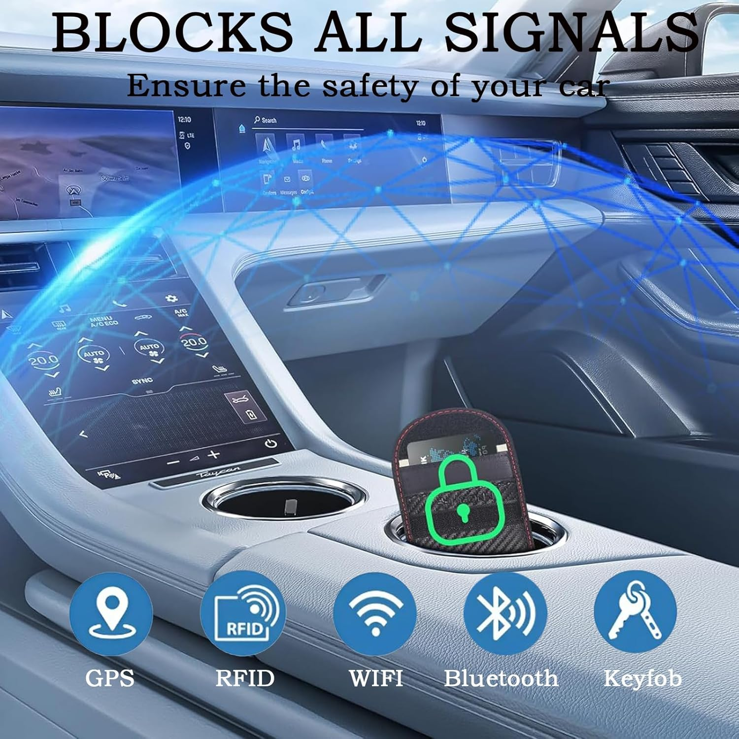 Faraday Pouch for Car Keys,Car Key RFID Signal Blocking Pouch with Keyring,Waterproof Faraday Bag Key Fob Protector,2 Pack image number 3