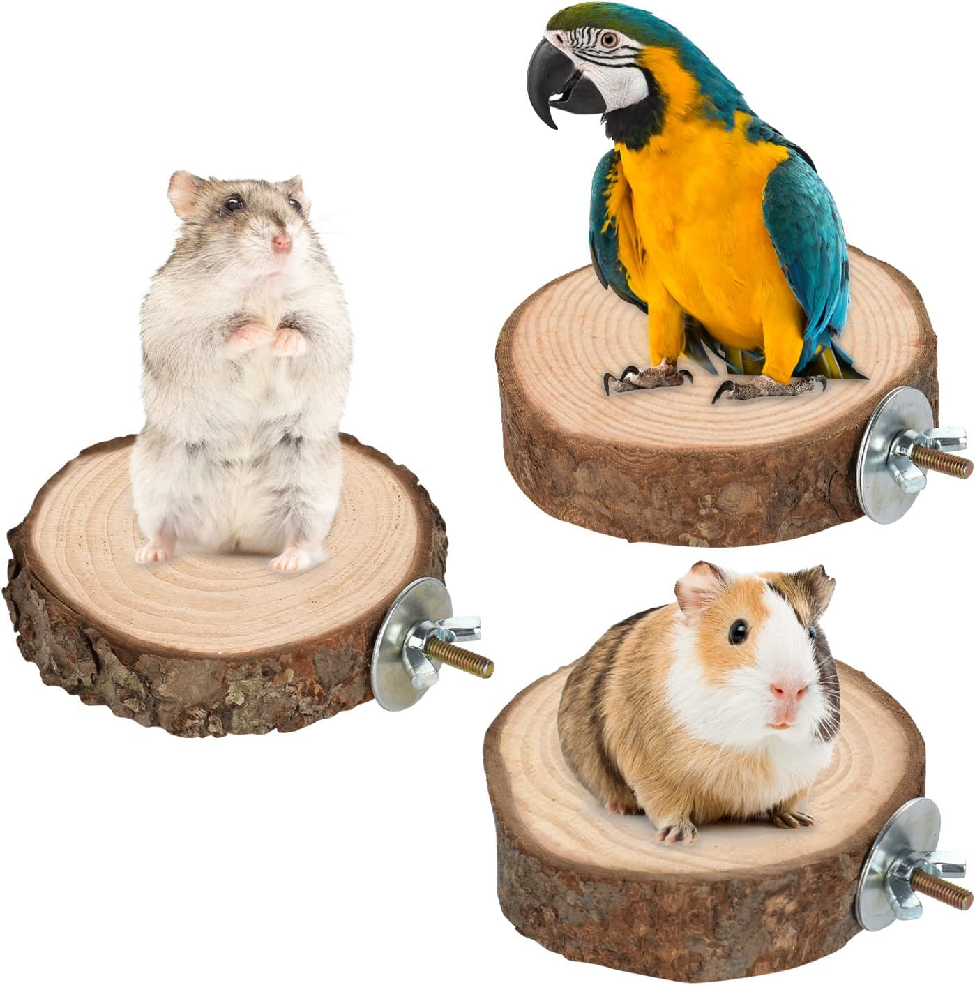 18 PCS Bird Perches Stand Toy, Natural Wood Parrot Perch Stand Bird Cage Branches Platform Accessories for Parakeets Cockatiels Conures Macaws Finches Love Birds image number 3
