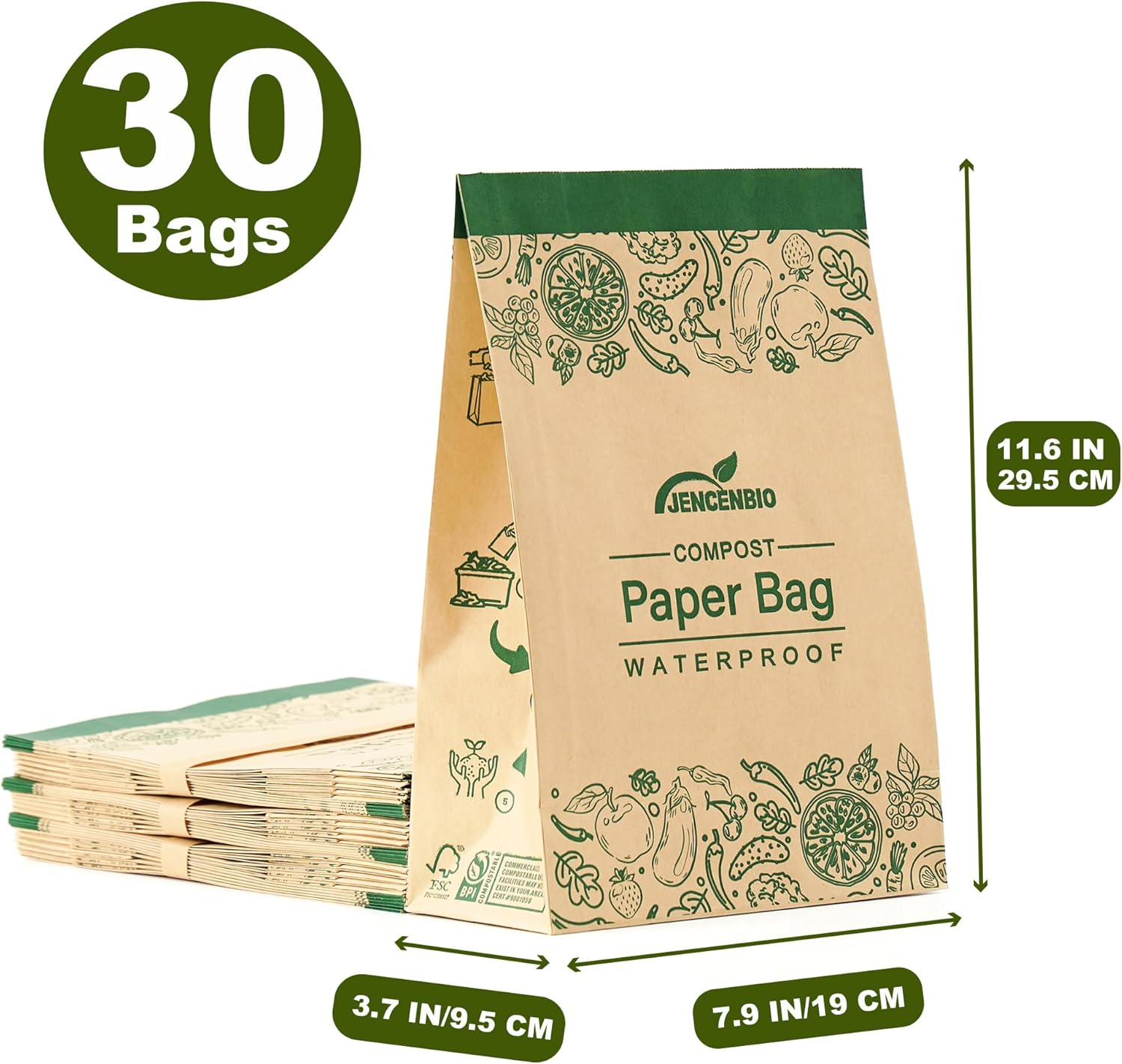Compostable Paper Bag Leakproof Kitchen Food Waste Bag 35 Bags Waterproof Bin Liner with BPI Certified image number 6