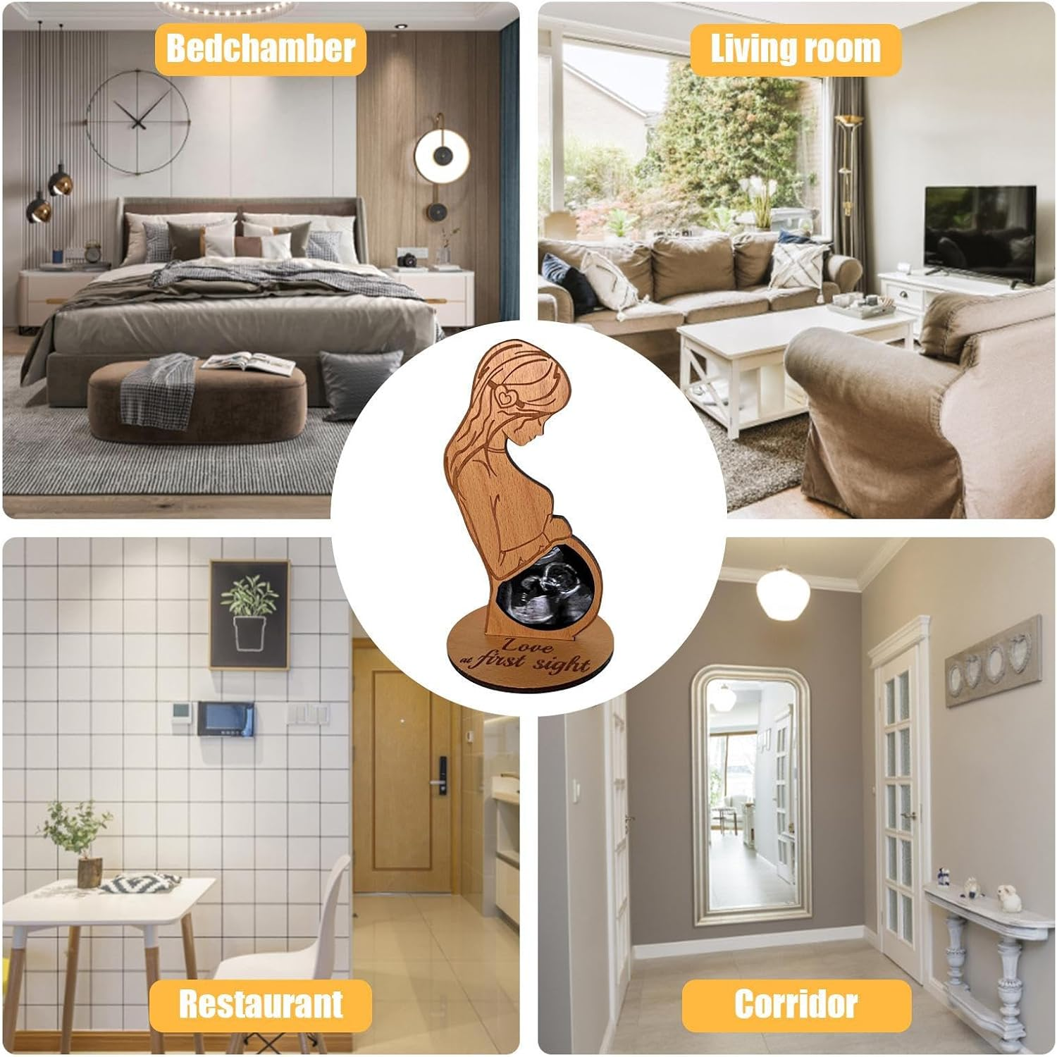 Baby Scan Picture Frames Pregnancy Announcement Sonogram Photo Frames Wooden Ultrasound Image Keepsake Gift Engraved Baby Bump Decor for Expecting Mothers Nursery Home Gift New Parents image number 6