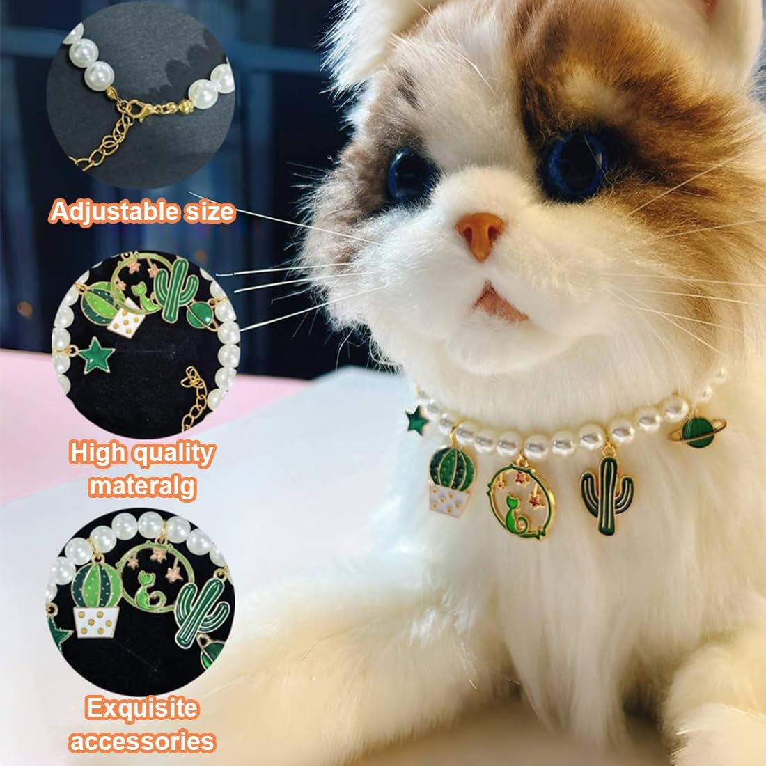 Cat Chain Collar, Link Dog Collar with Secure Buckle Cat Pet Necklace Chain Jewellery Accessories for Small Medium Dogs Cats Links Dog Collar image number 5