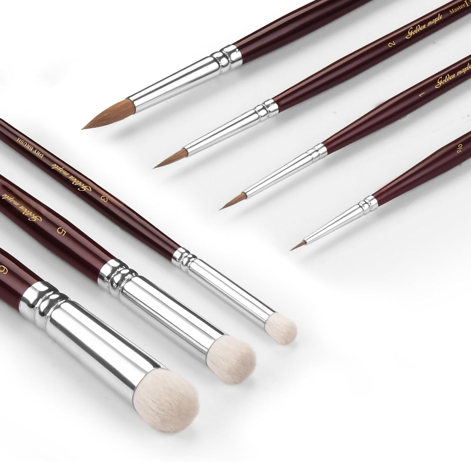 Golden Maple Kolinsky Sable Miniature 3PCS Professional Ultra Fine Detail Paint Brushes for Miniatures Fingure Size 00, 0, 1 image number 5