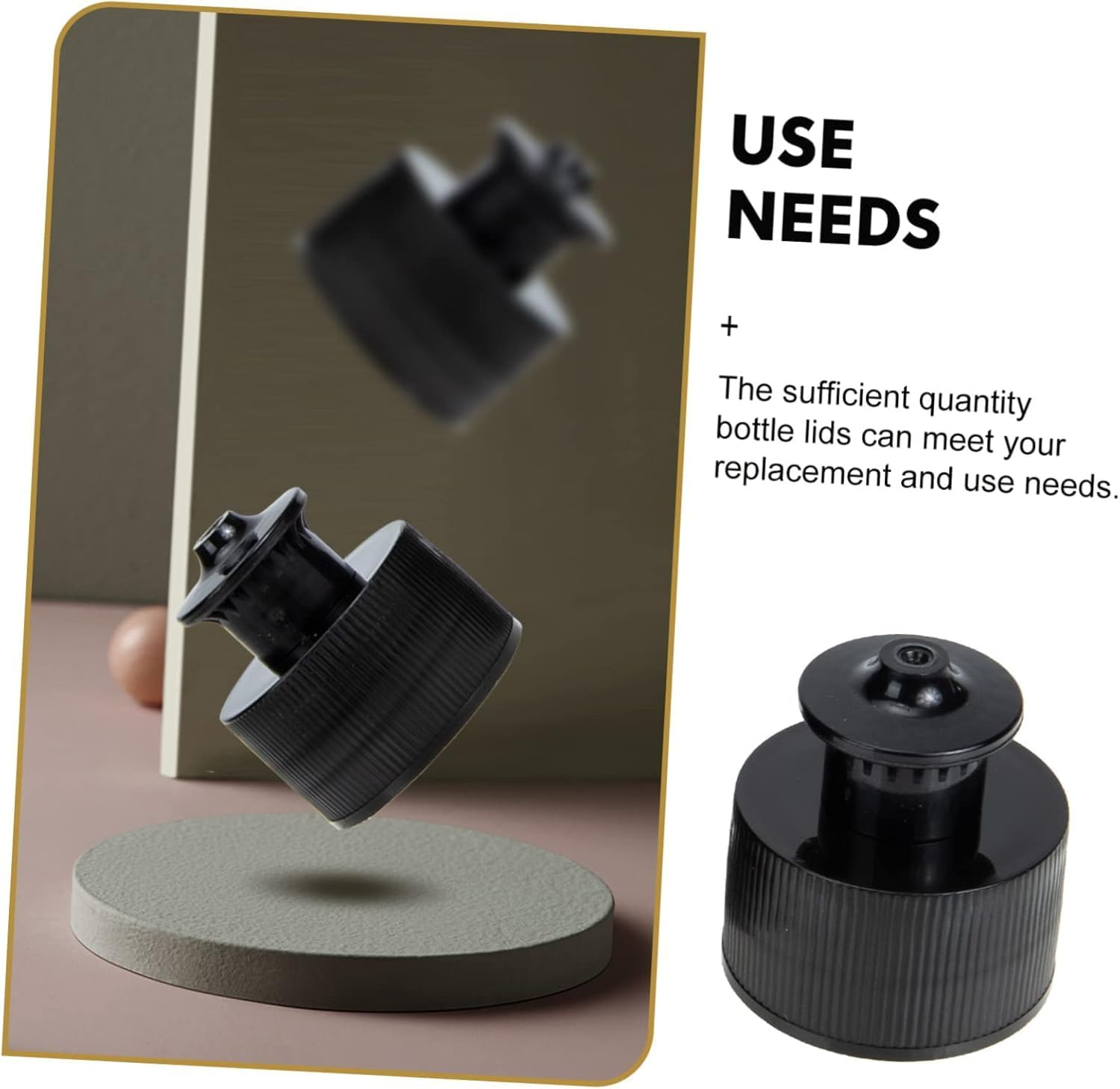 Plastic Push Pull Replacement Bottle Caps, Pack of 30, White Sports Water Bottle Cap Water Bottle Lid Replacement Water Bottle Accessories Empty Refill Bottle Caps - Black image number 2