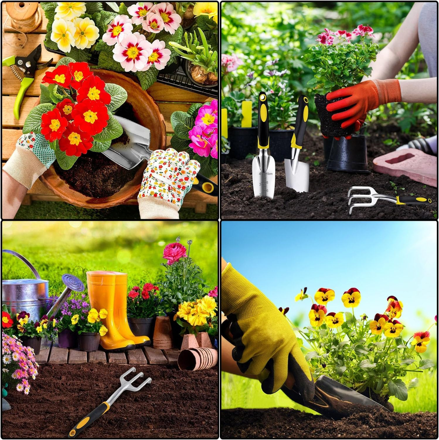 Garden Tools Set, 3 Piece Heavy Duty Gardening Tools Cast Aluminum with Soft Rubberized Non-Slip Handle, Durable Garden Hand Tools Garden Gifts for Digging Planting Transplanting (Green) image number 5