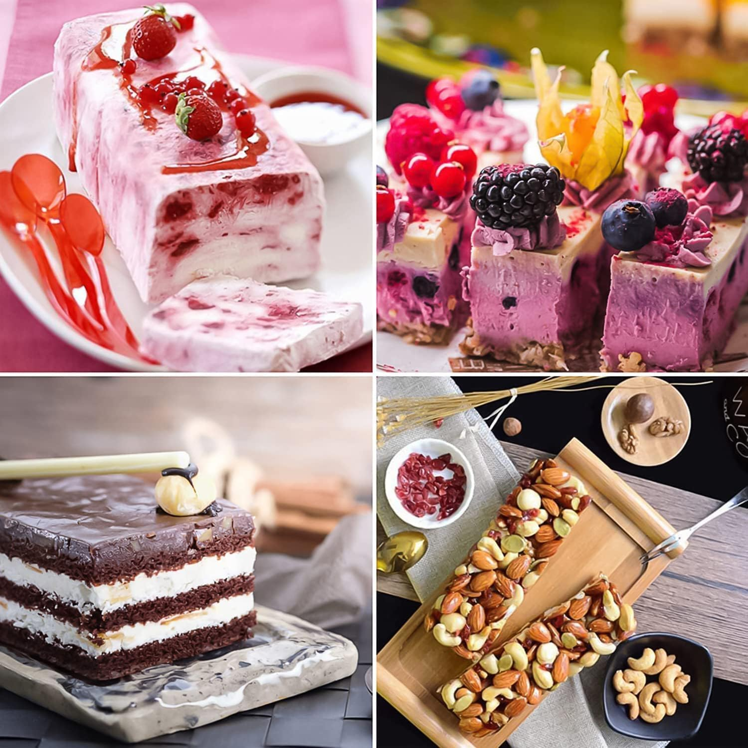 Xinghonyac 2 Pcs Large Rectangle Silicone Mould, 8-Cavity DIY Granola Bars Mold, Chocolate Mould, Cereal Bar Molds for Chocolate Truffle Bread Brownie Cornbread Cheesecake Butter Soap (Purple) image number 3