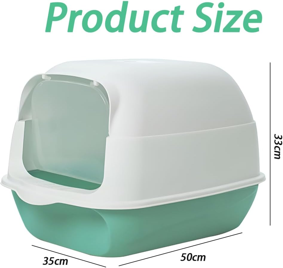 Cat Litter Box, Enclosed and Covered Cat Toilet,Portable Removable Cat Litter Tray,Nti-Splashing Cat Toilet,For Kittens for Small and Medium Cats, (Grey/Green) (Green) image number 3