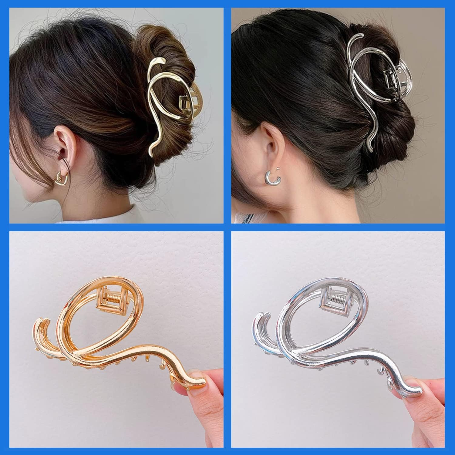 Kettion Pack of 2 Hair Clips, Large Metal Hair Clips for Thick and Thin Hair, Strong Hold, Hair Accessories for Women and Girls image number 1