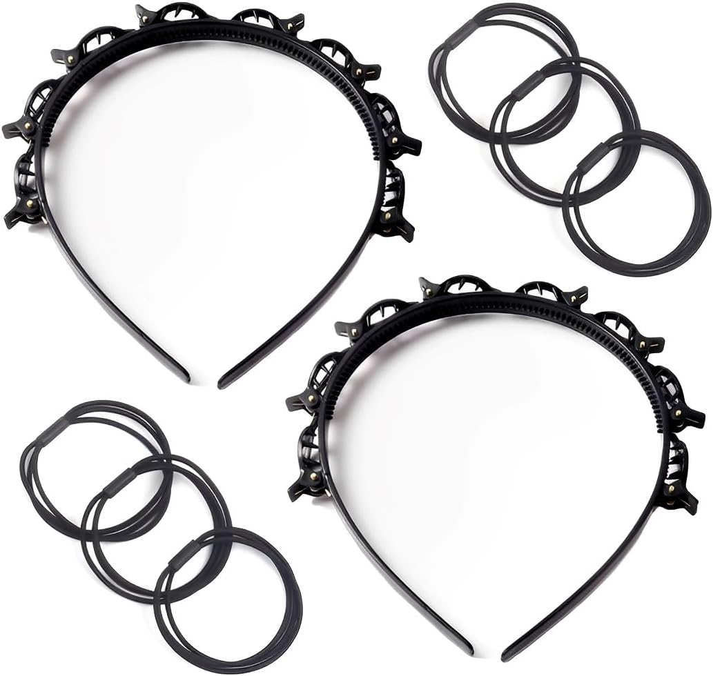 AOEVUIR Bangs Hairstyle Hairpin Hairstyle Aid Headband with Clips Hair Pins Hairdressing Supplies Headband Hair Accessories Hairband with Clips Twist Clip Headband (With 6 Hair Bands) image number 2