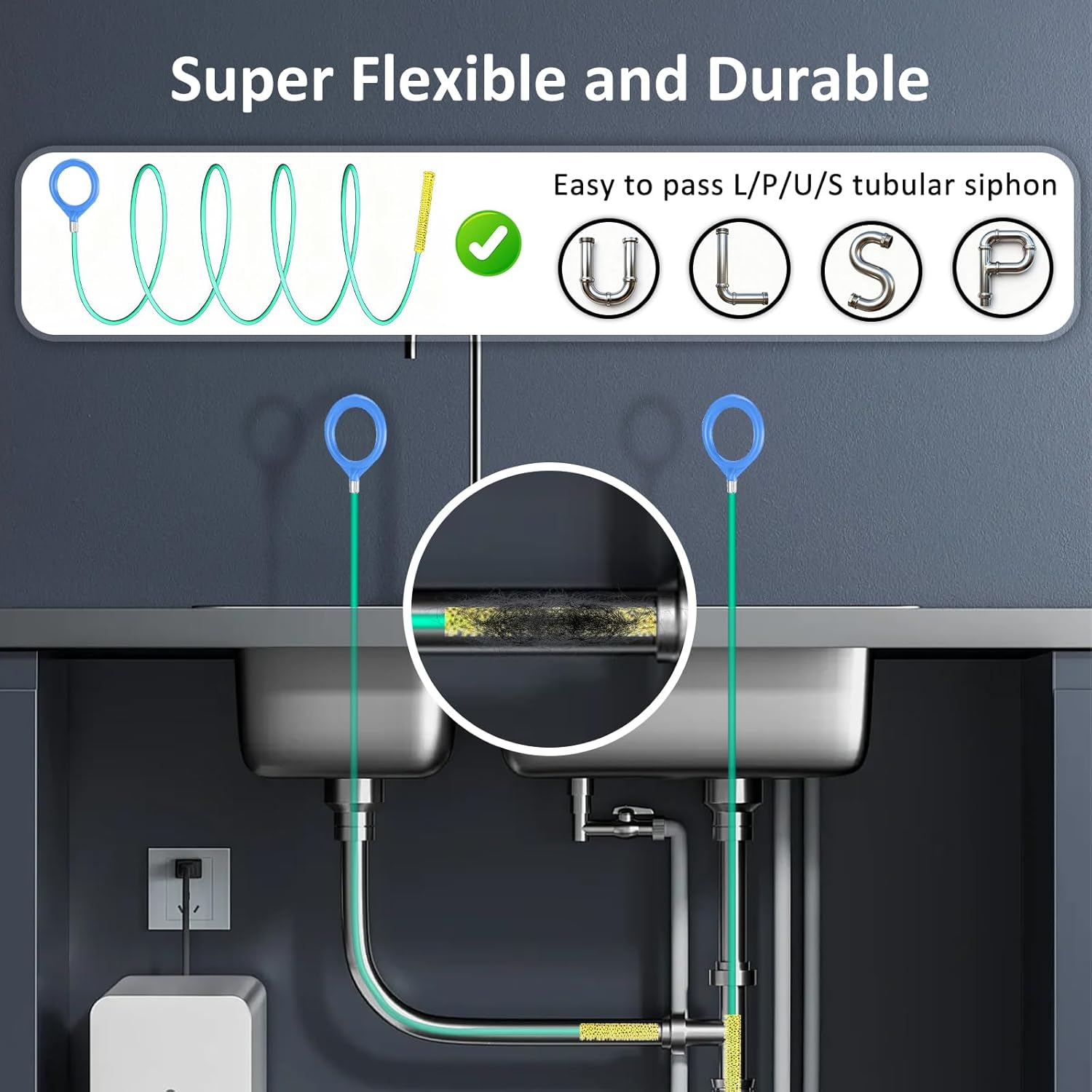 6 Pieces Pipe Cleaning Spiral, Drain Cleaner Spiral, Spiral Drain Pipe Cleaning, Drain Spiral, Drain Cleaner Brush, 90 Cm Hair Catcher, for Bathtub, Sewer Channels, Sink image number 3