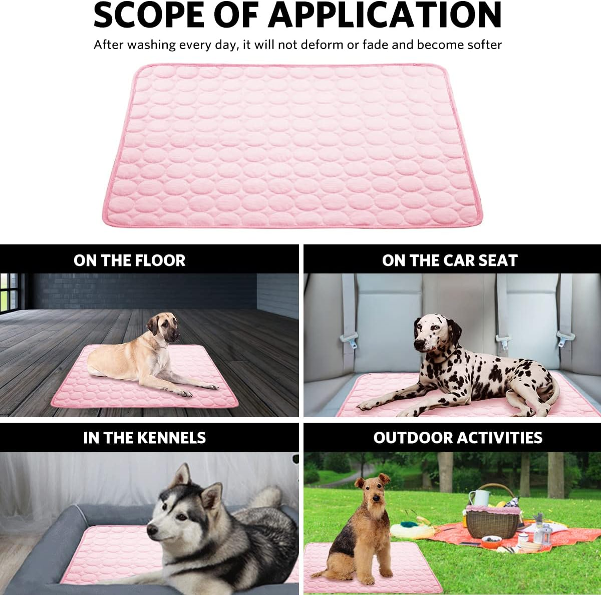 Aingycy Dog Cooling Mat Pet Cooling Pads Dogs & Cats Pet Cooling Blanket for Outdoor Car Seats Beds (28IN40IN, Pink) image number 4