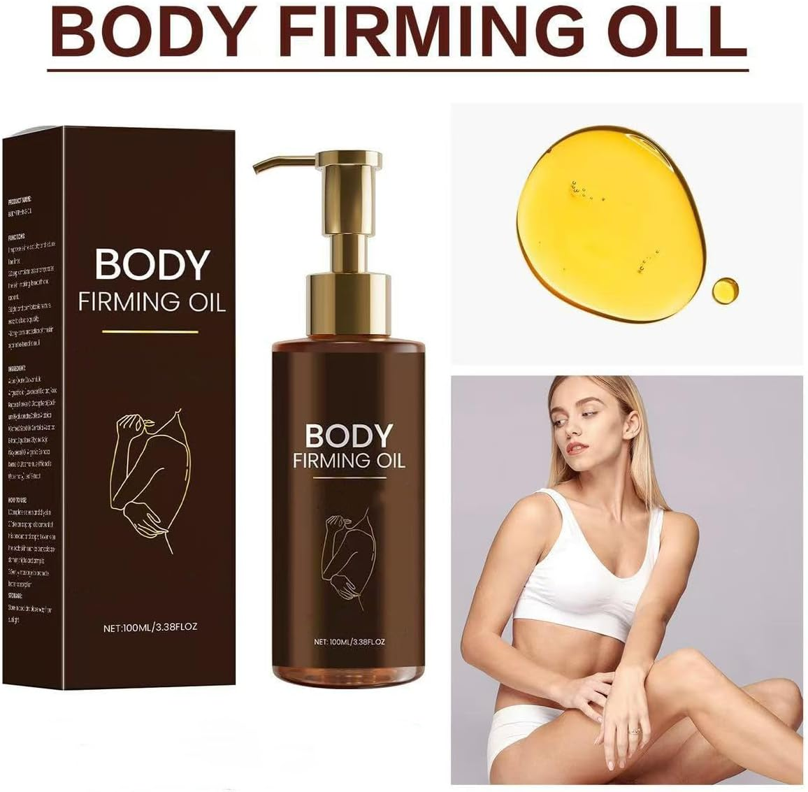 Magic-Body Firming Body Oil, Body Oil Skin Tightening, Hydrating and Firming Skin for Full Body Uses, Nourishes Skin, Reduces Fine Lines, Improves Elasticity (3PCS)