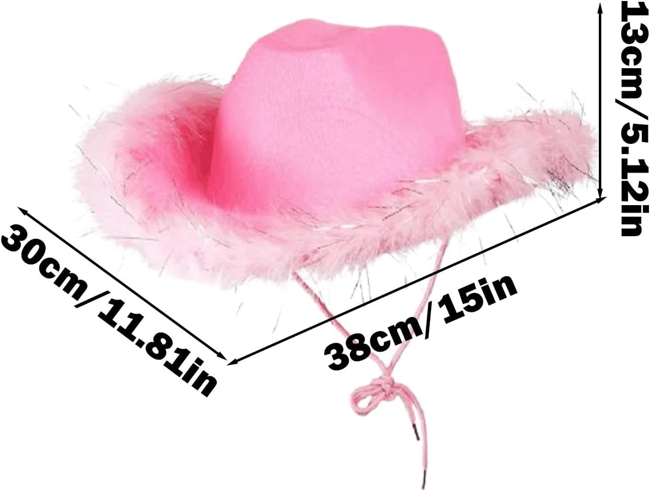 Cowgirl Hat with Feather Trim - Sparkly Cowgirl Hat,Bride Festival Fancy Dress Sparkly White Trim Hats Western Hats for Party Costume, Cowboy Themed Birthday - Pink image number 4
