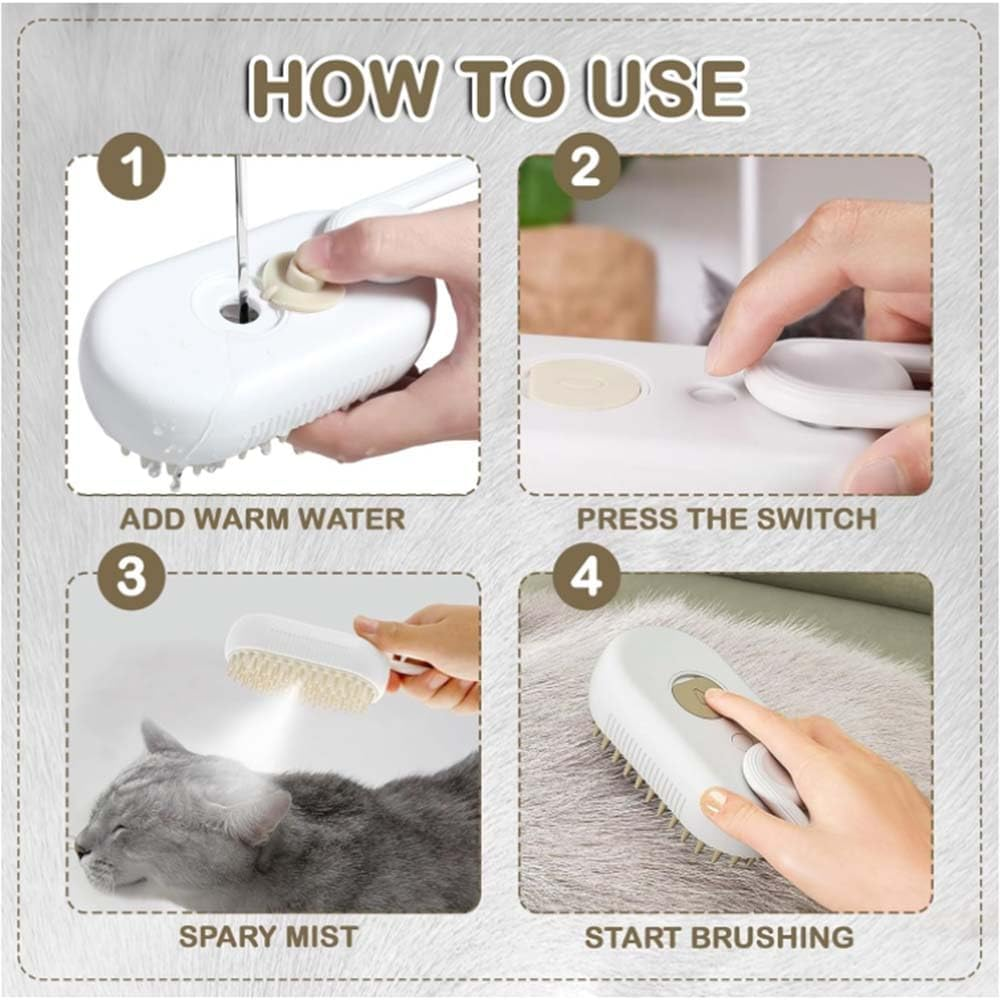 DWYYWSM Cat Steam Brush for Shedding, Steam Brush for Indoor Cats, Water Brush, Cat Spray Mist Massaging Brush, Pet Hair Removal Brush, Suitable for Cats, Dogs and Rabbits, Cat Cleaning Brush