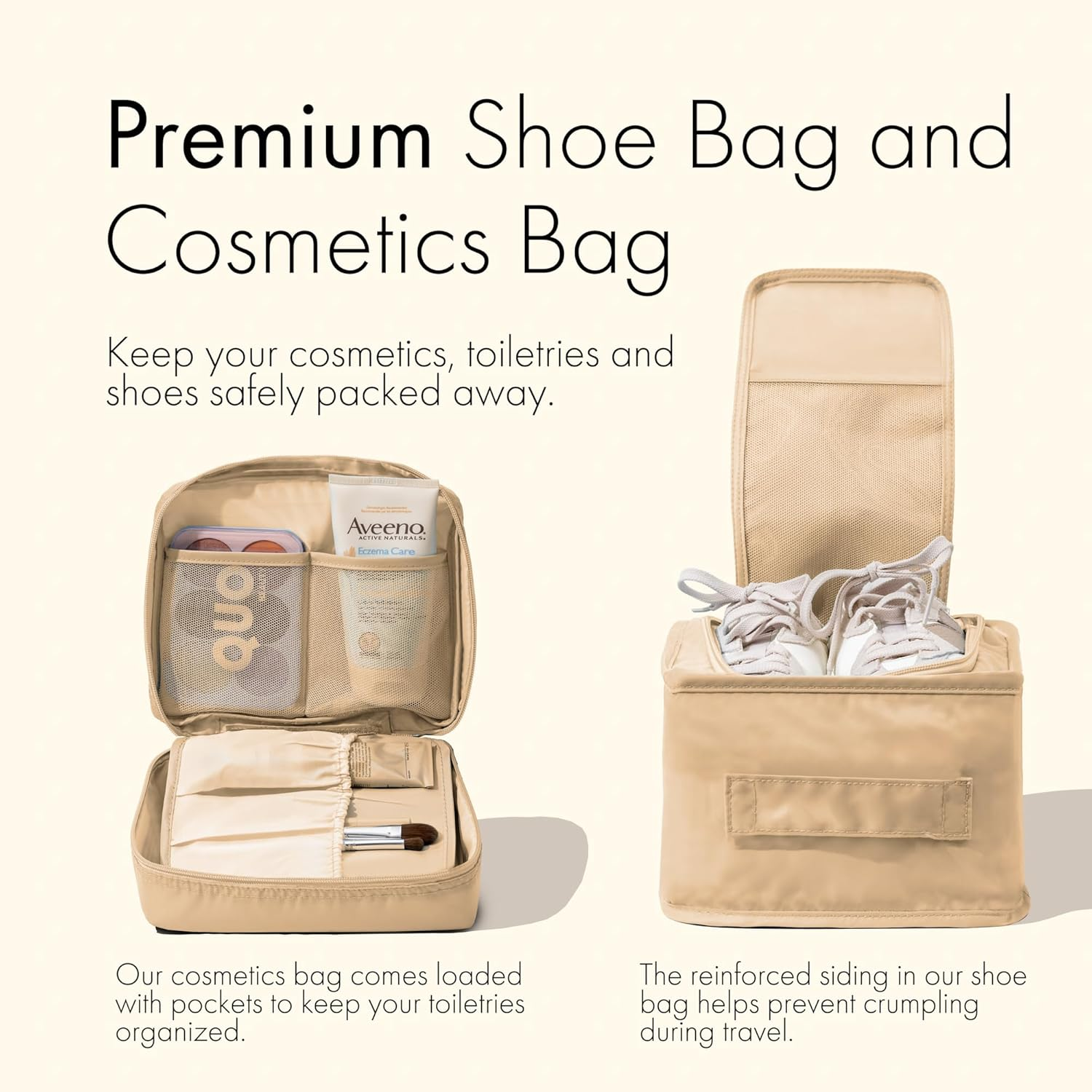 (Not Made in China) Packing Cubes for Travel, Luggage and Suitcase Organizer Bags, Carry on and Backpack Space Savers, Lightweight Waterproof Nylon, 8Pc Set Beige - Cream image number 3