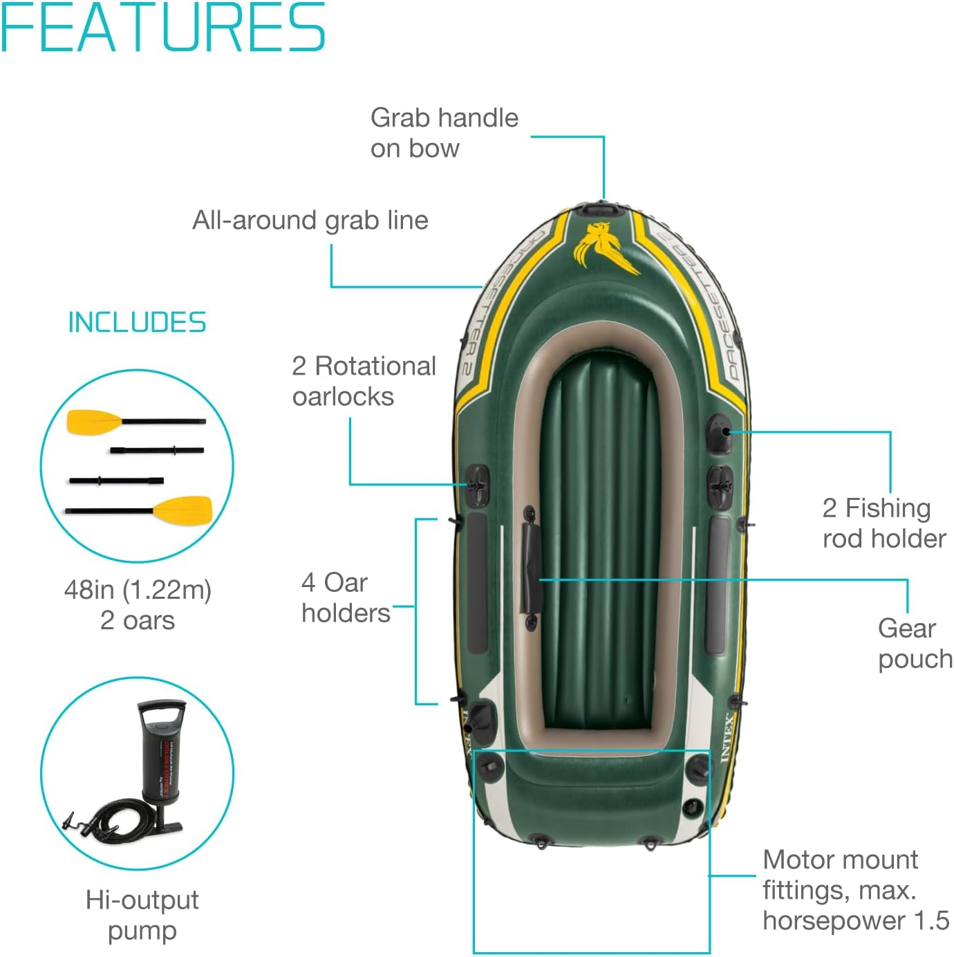 INTEX Seahawk Inflatable Boat Set image number 3