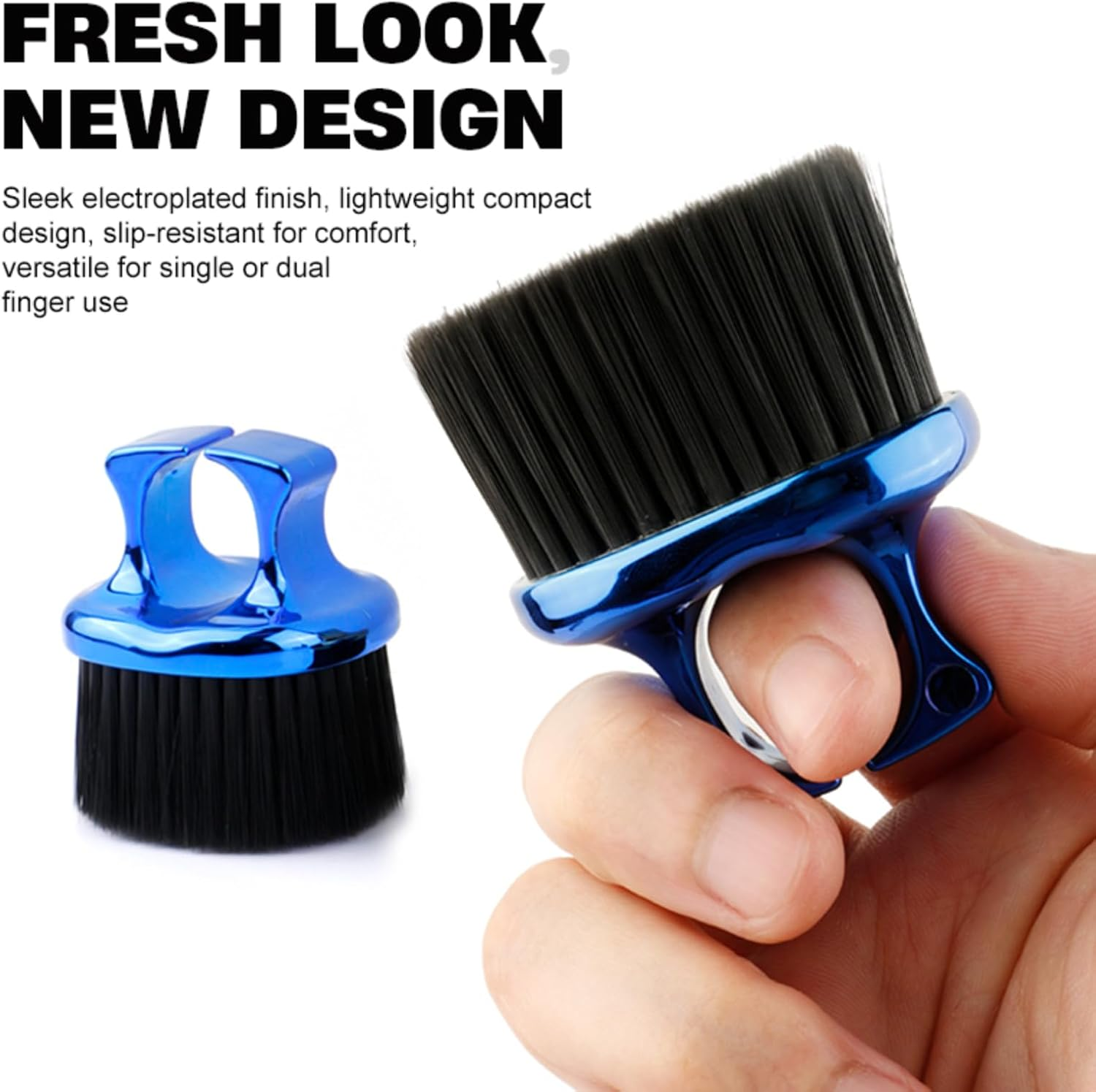 Knuckle Brush for Barbers, Barber Fade Brush Barber Beard Brush Soft Bristles for Men Beauty Salons Home Use (Gold) - Silver image number 4