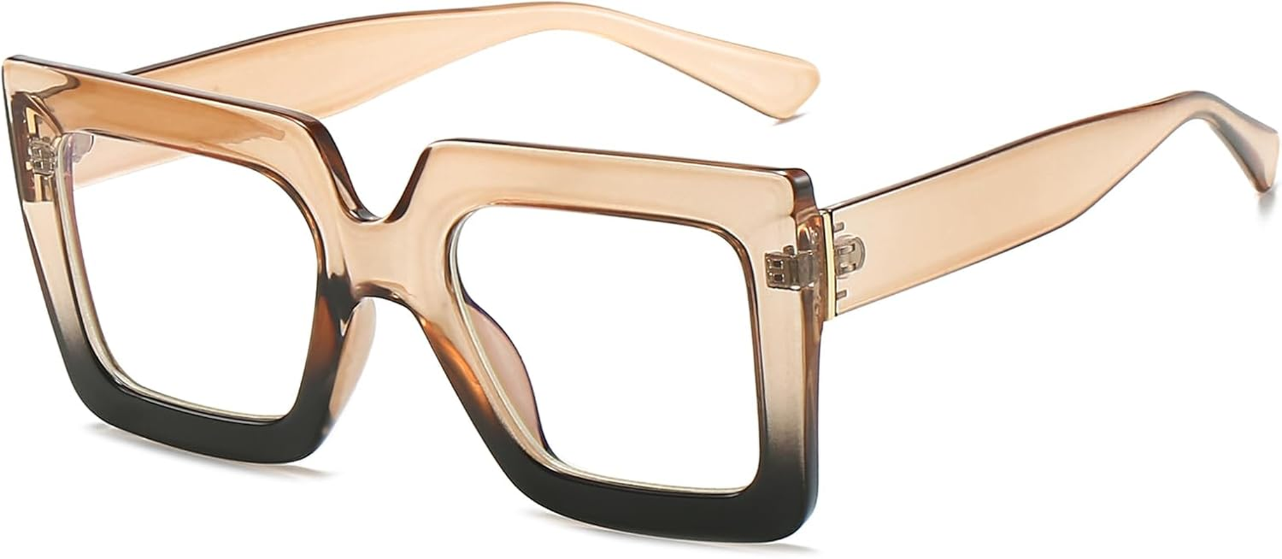 LJCZKA Oversized Square Blue Light Glasses for Women Big Thick Frame Eyeglasses Stylish Chunky Computer anti Glare Glasses