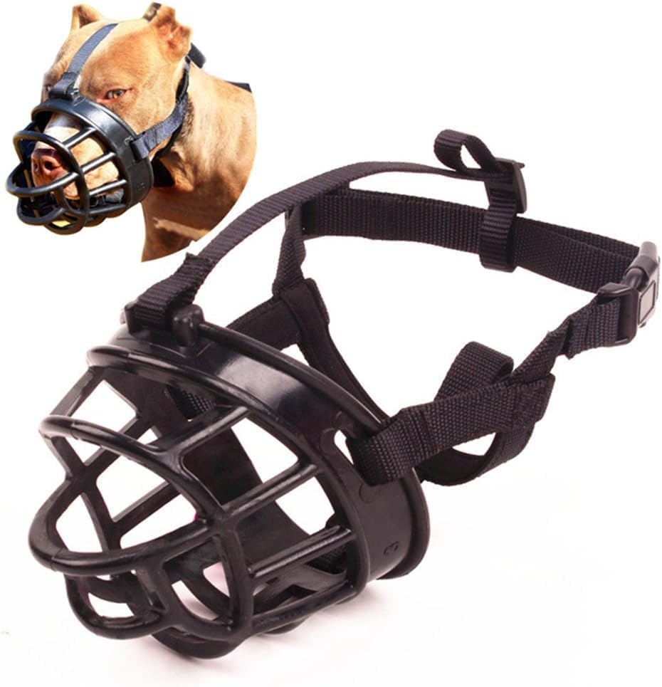 Basket Dog Muzzles-Soft Adjustable Breathable Mask anti Biting Chewing Barking Training Dog Muzzle for Small Medium Large Dogs (Black, M) image number 1