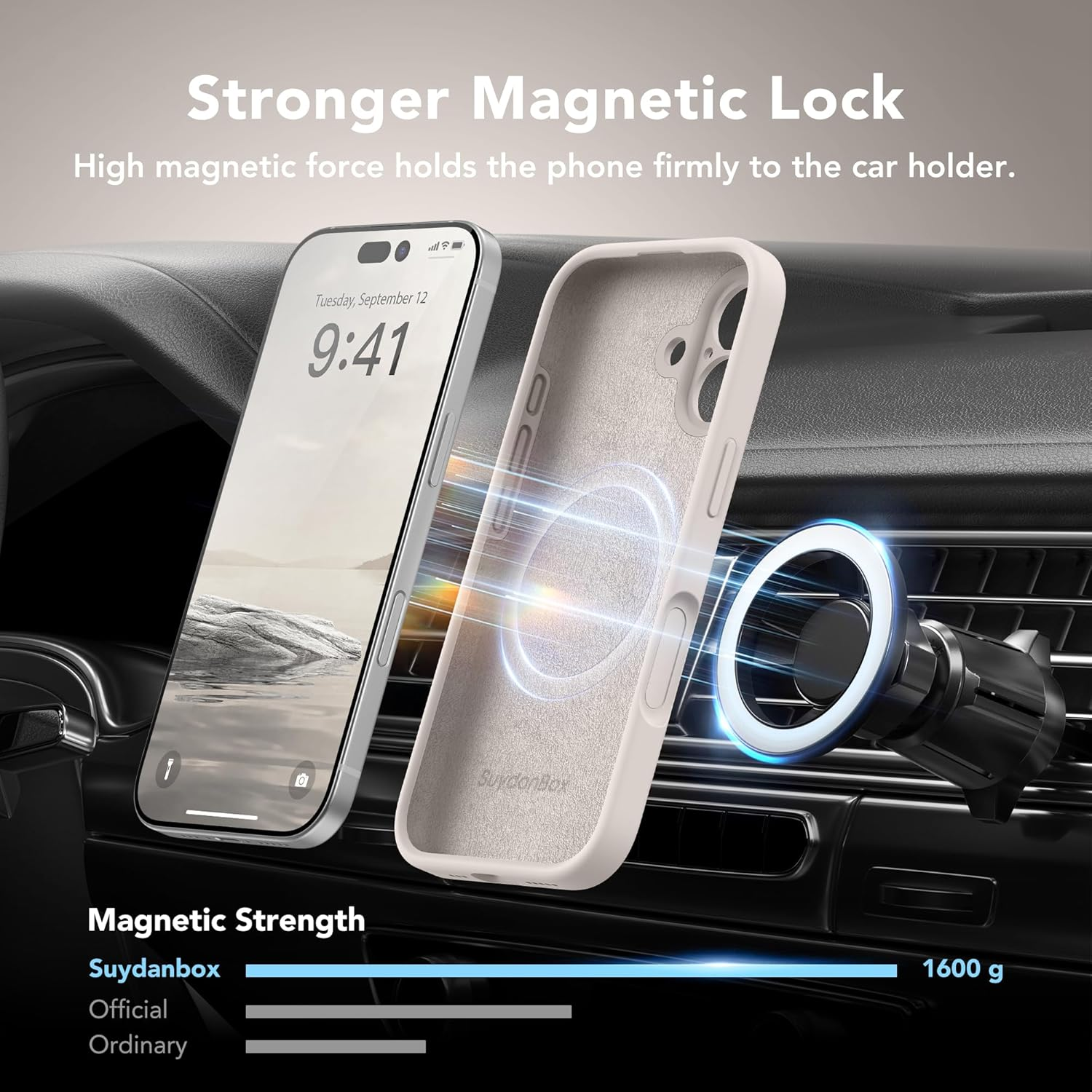 Suydanbox Magnetic for Iphone 17 Case, Compatible with Magsafe, [Full Camera Protection][Screen Protector] Silicone Shockproof Protective Phone Case for Iphone 17 6.3", Stone - Blackcurrant image number 7