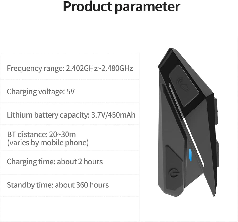 RCKEY Motorcycle Headset BT5.0 Waterproof Headphone Noise Reduction Support Hands-Free Calling Auto-Answer Stereo Music Built-In FM Radio image number 6