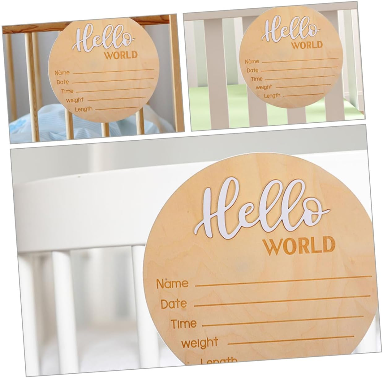 2 Pcs Wooden Birth Announcement Signs Newborn Name Display for Hospital Photo Props Shower Gift with Simple Delicate Design and Fine Texture image number 3