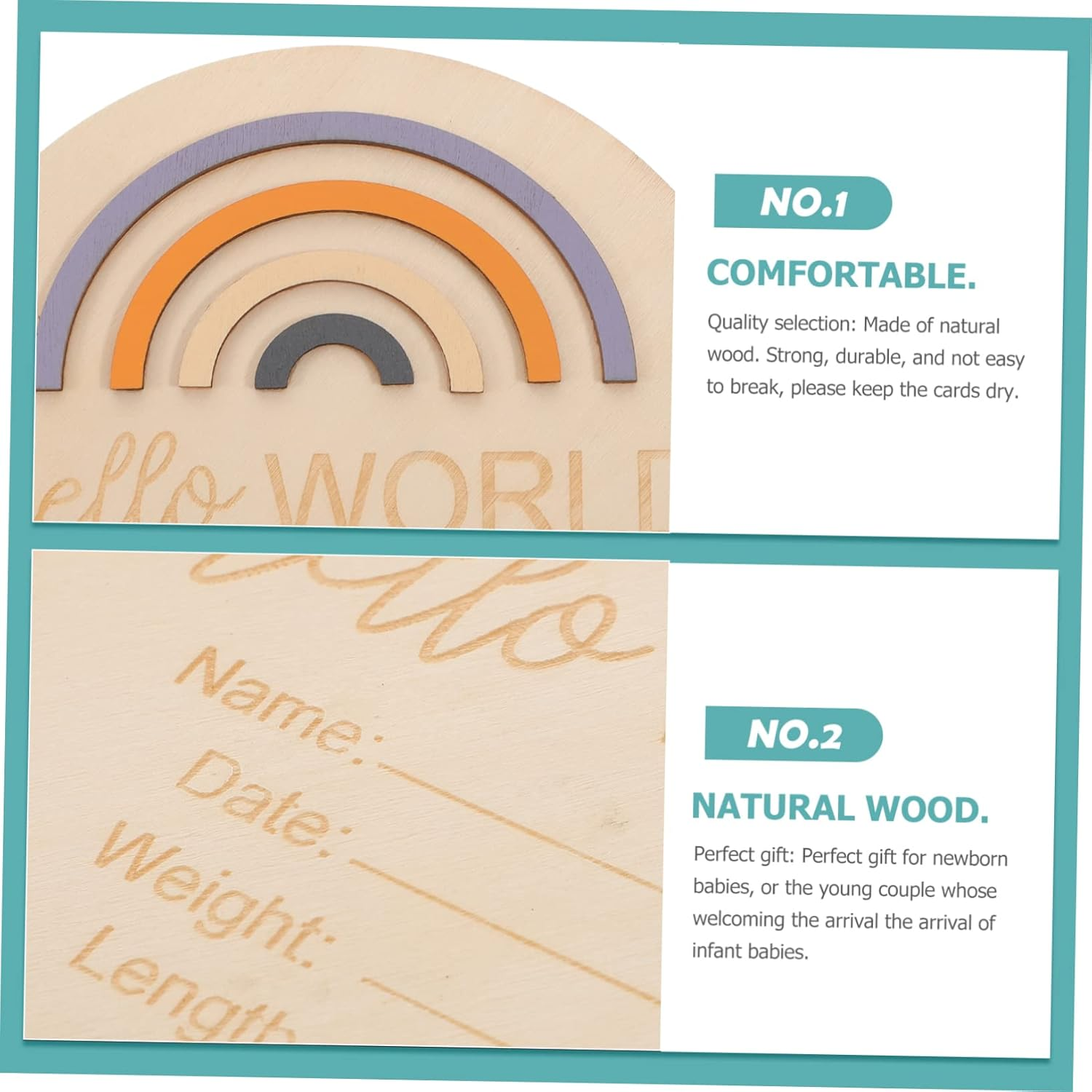 Wooden Milestone Cards Rainbow Announcement Disc Photo Prop for Newborns Monthly Marker Parents image number 6