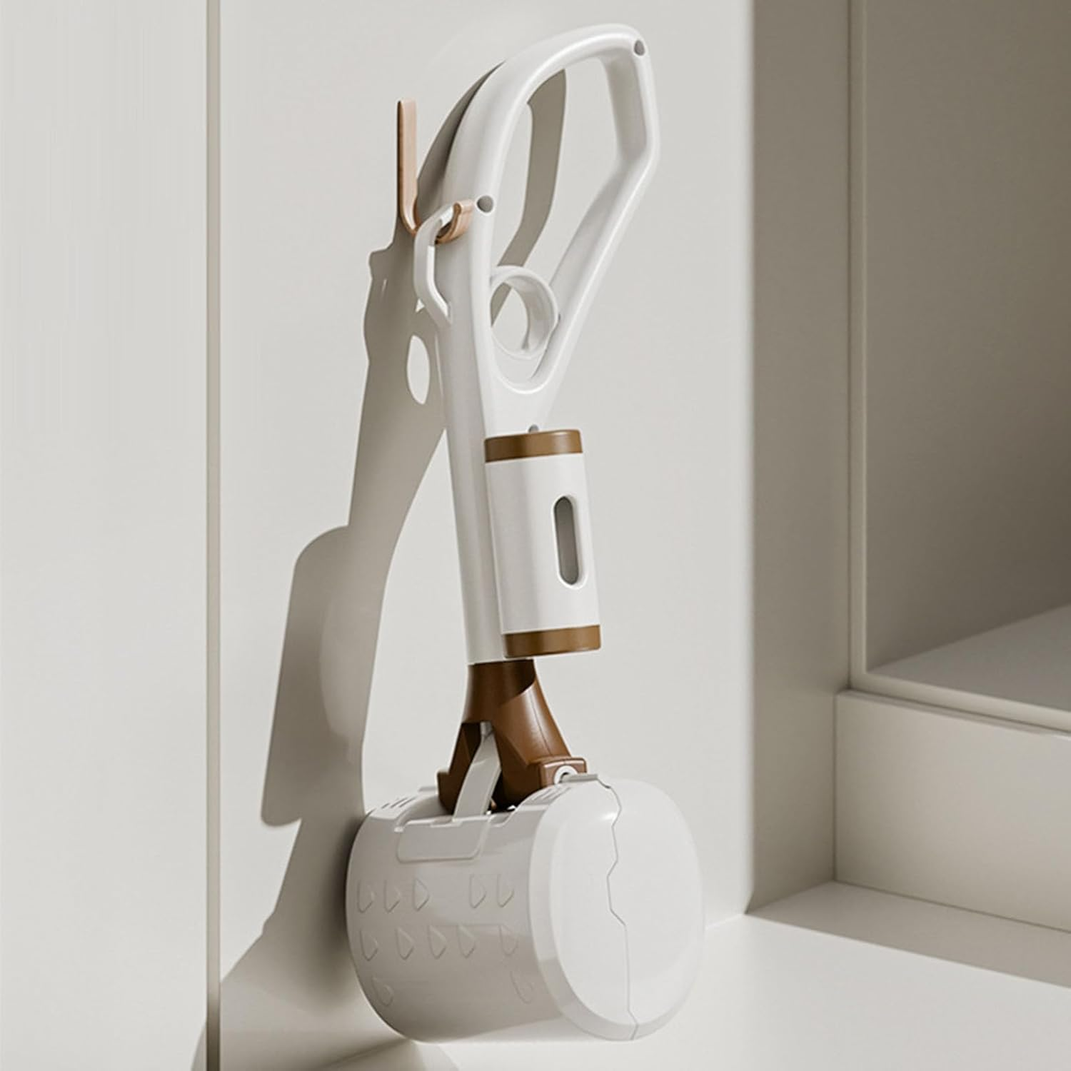 Pet Pooper Scooper, Lightweight and Convenient Dog Pooper Shovel with Ergonomic Handle, Strong Bite, External Garbage Bag Storage Box, ABS Material, 4.5X13.0In (White) - White image number 6