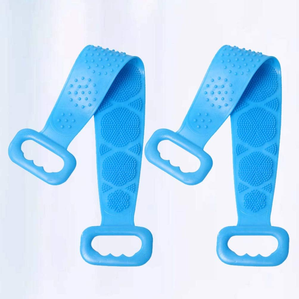 Cabilock 2Pcs Silicone Bathing Massage Brush Exfoliating Shower Towel Hand for Cleaning Bathroom Supplies image number 6