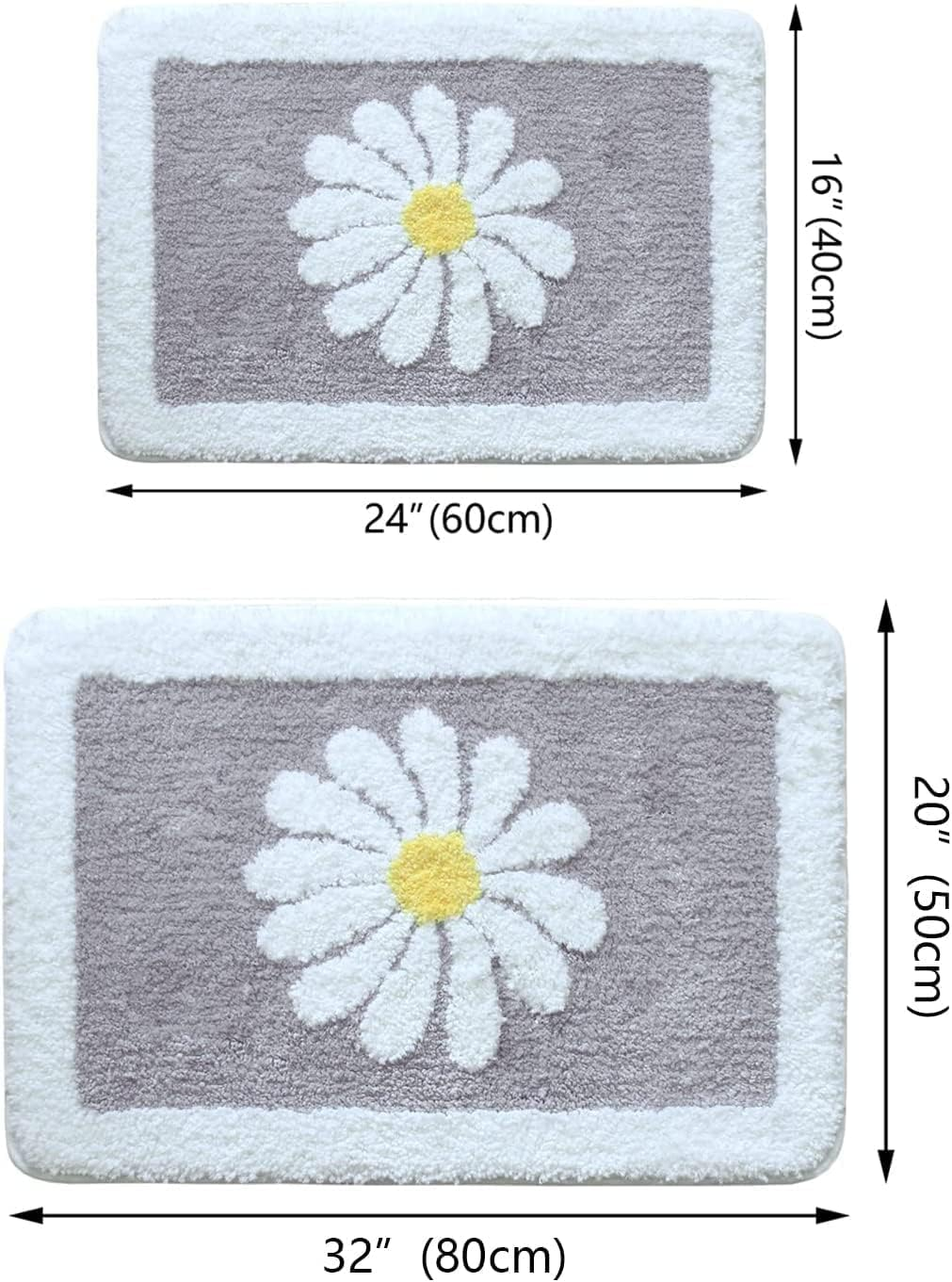 Super Absorbent Floor Mat, Bath Mat Rug Rubber Non Slip Quick Dry Super Absorbent Thin Bathroom Rugs Fit Washable Bathroom Floor for in Front of Bathtub,Sink (50 * 80Cm, Floral) image number 2