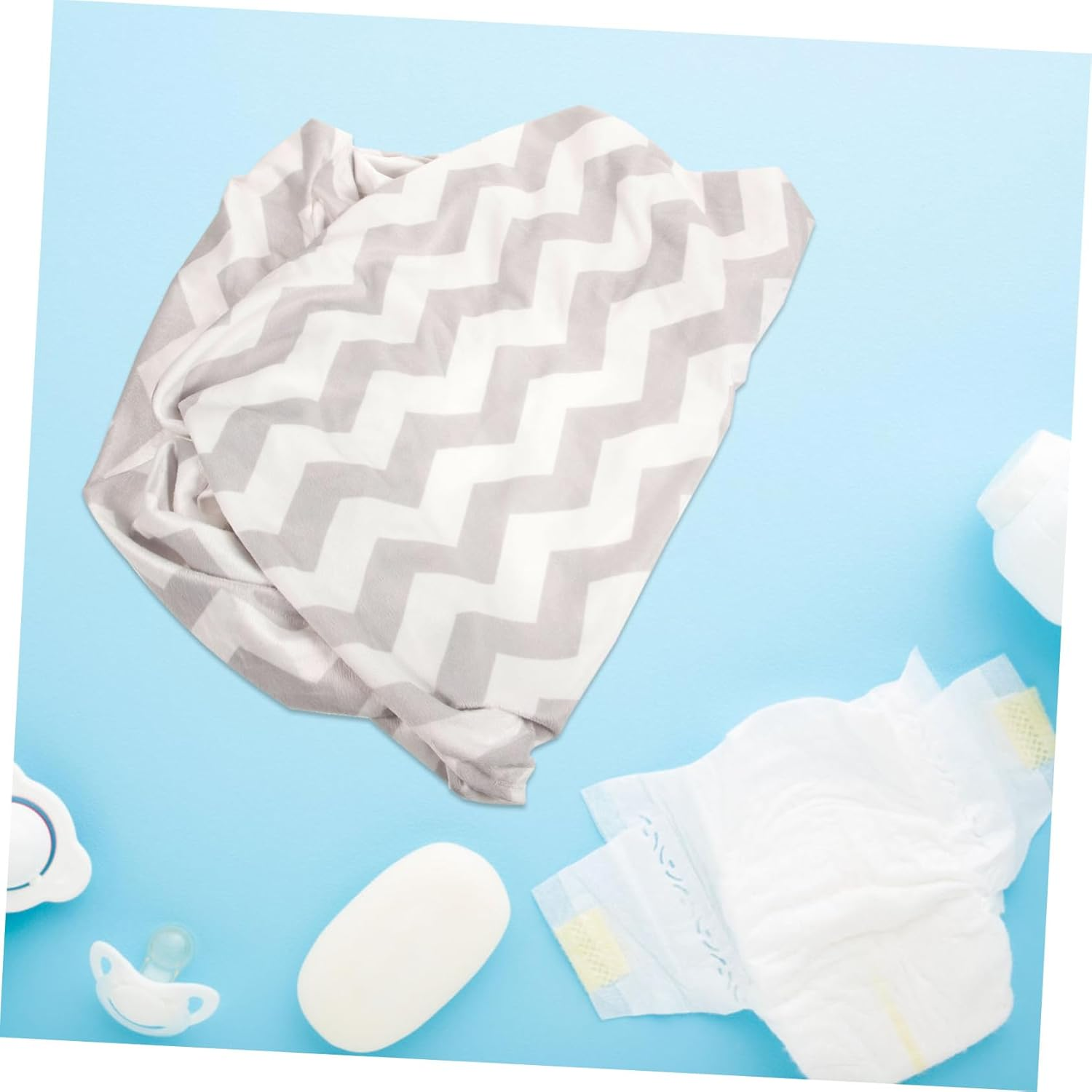 Baby Diaper Changing Pad Cover for Infants Portable Reusable Travel Changing Mat Cover Skin-Friendly Supple Baby Pad Sleeve in Grey Water Wave image number 6