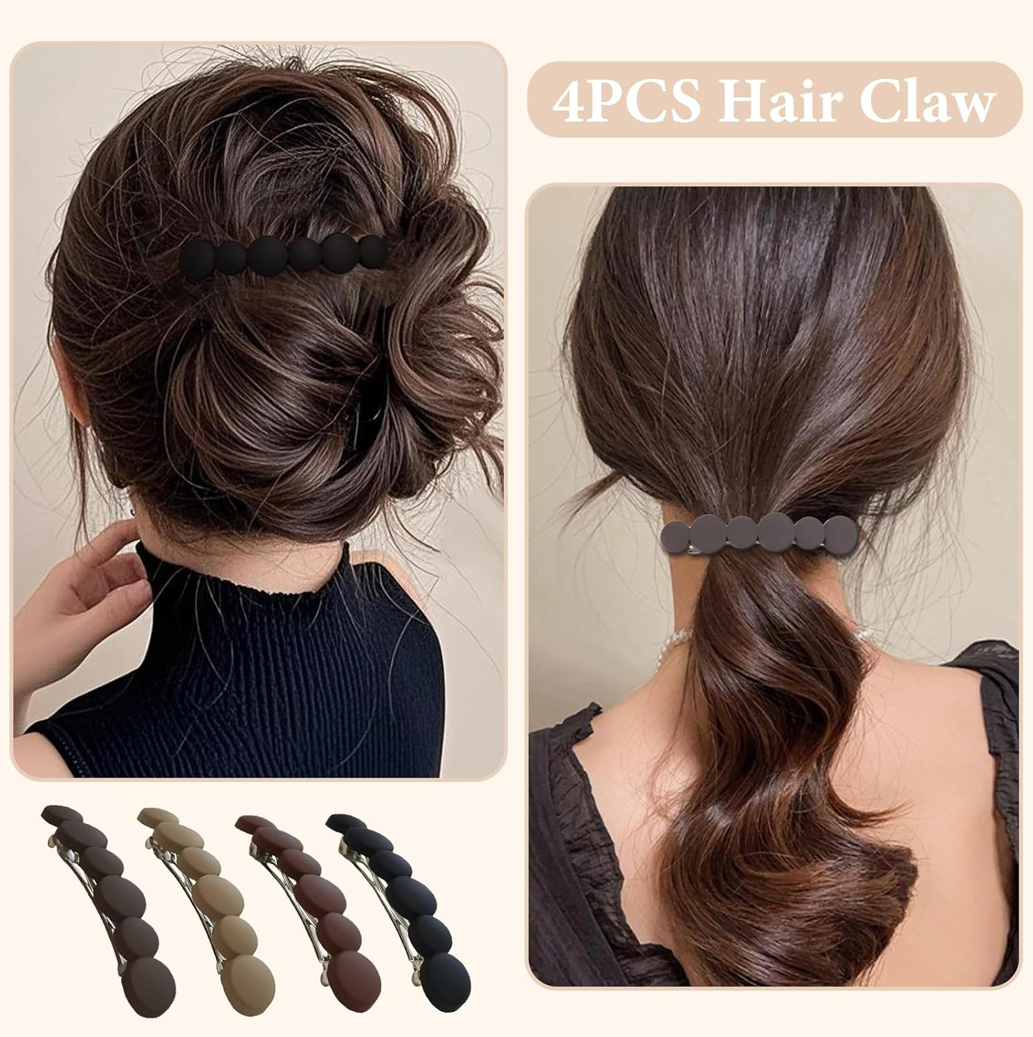 Evadollina Women'S Hair Clips, Pack of 4 French Hair Clips, Hair Clips for Thin or Short Hair, Non-Slip & Durable image number 6