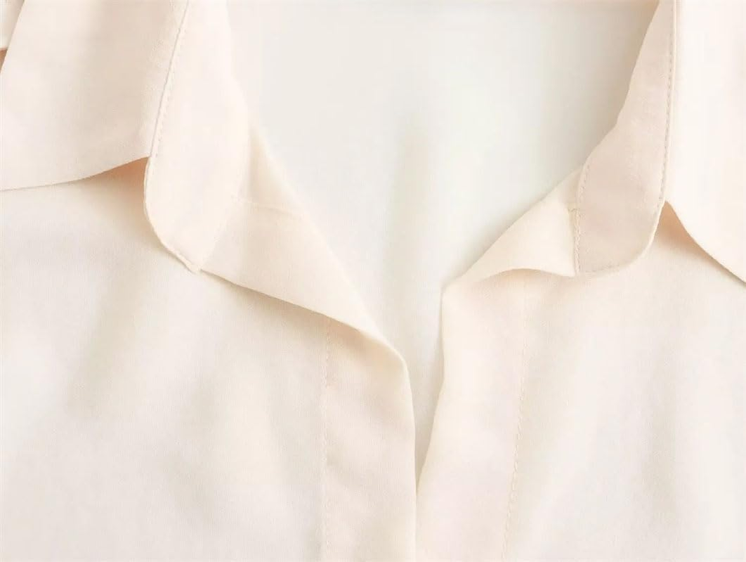 Women'S Long-Sleeved Shirt with Shoulder Straps Solid Casual Loose Fit Blouse Button down Tops image number 4