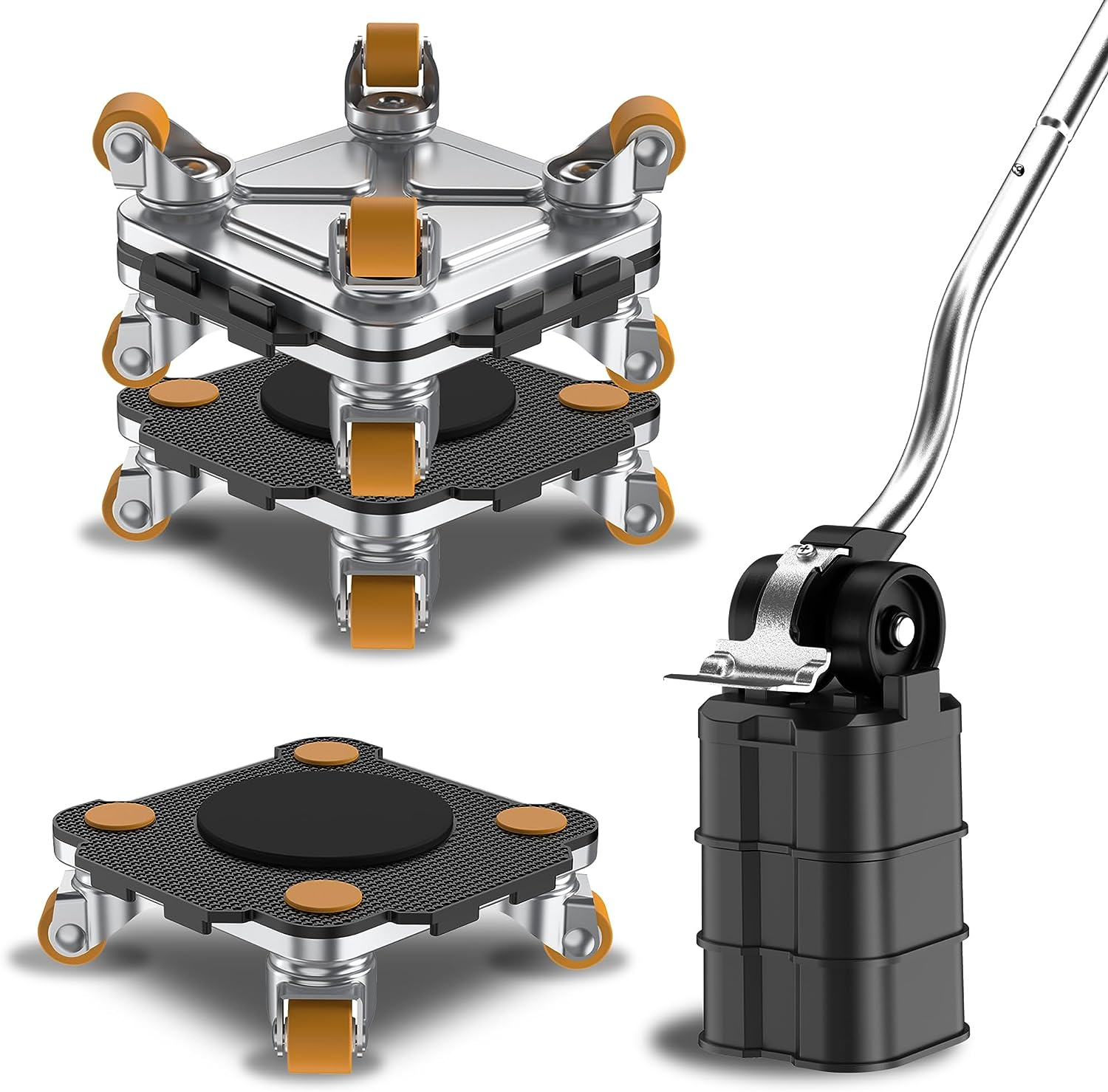 ONEON Furniture Mover Pro Set - Enhanced Dolly and Lifter with Custom TPE Wheels for Easy Furniture Lifting and Moving - Professional Tool for Effortless Furniture Transport (Black 4Dollies + 1Lifter) image number 7