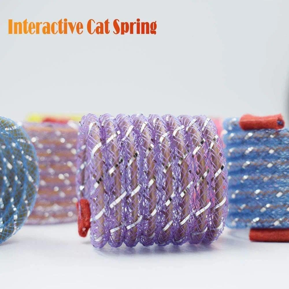 Colorful Cat Springs Spiral Toy for Indoor Cats, 6Pcs 1.26'' Fun Interactive Pet Play Toy to Keep Cats Active（Random Color）- Ruibex image number 1