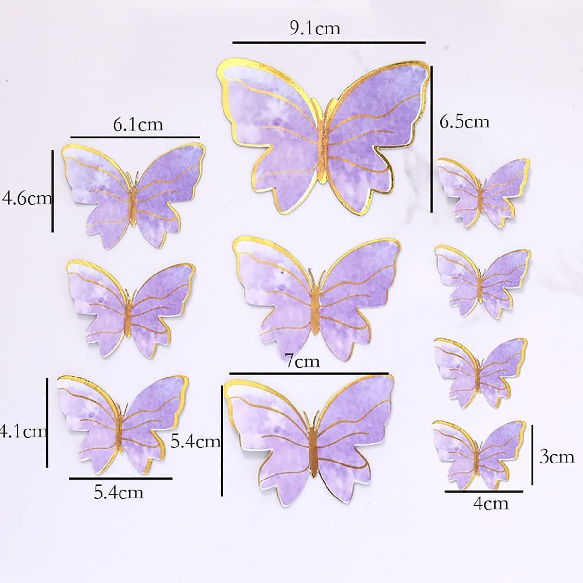 Purple Butterfly Cake Toppers, 11Pcs Butterfly Cupcake Toppers Happy Birthday Metal Gold Happy Birthday Cake Topper for Girls Women'S Birthday Cake Party Decorations image number 1